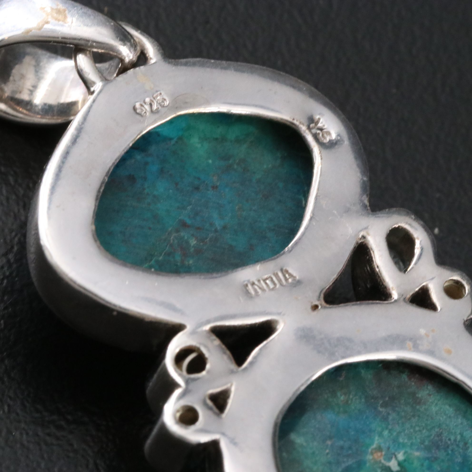 Sterling Eilat Stone, Peridot and Topaz Pendant