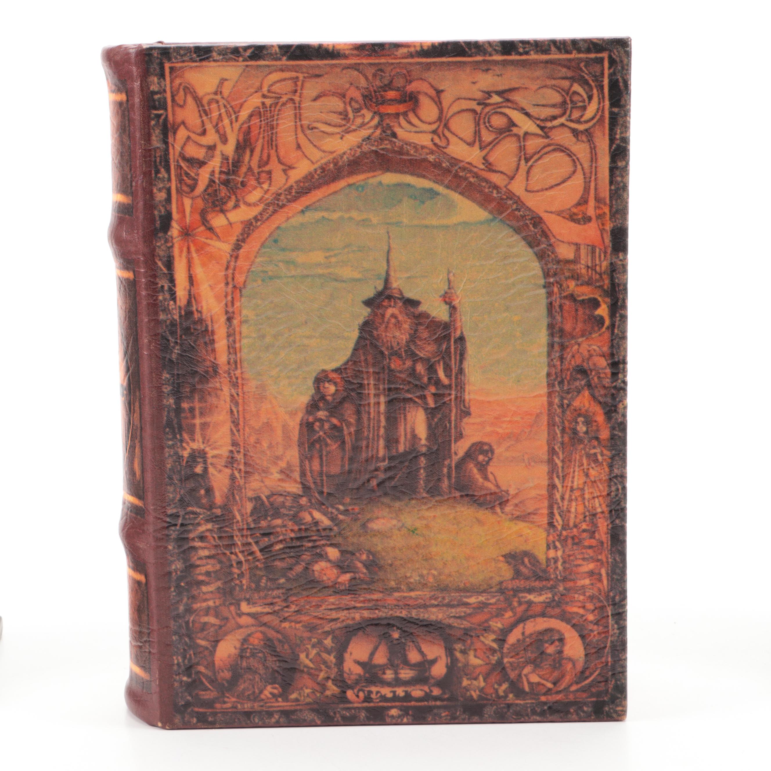 Faux Book Boxes with Brass Duck Bookends and Other Office Accessories