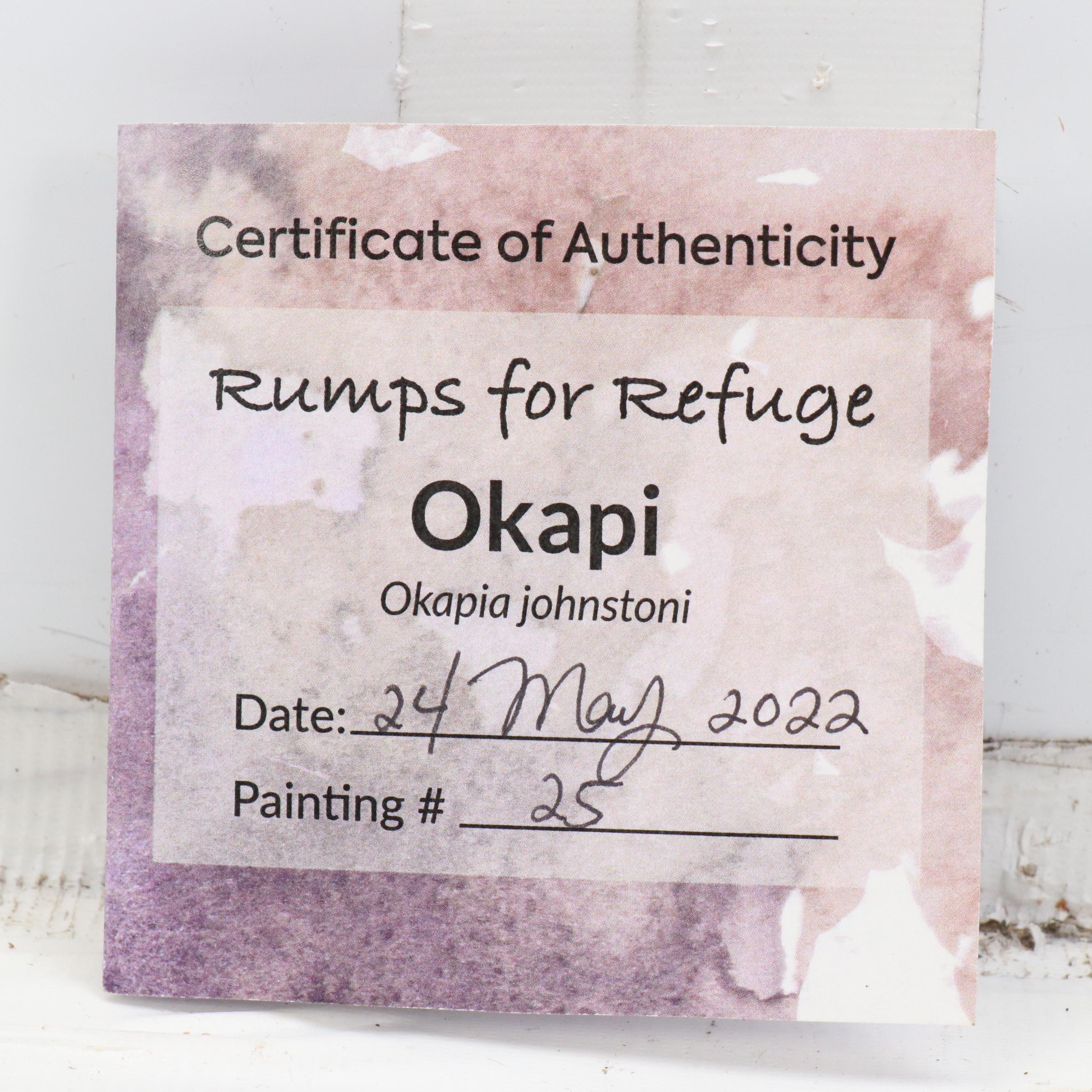 Cincinnati Zoo Rumps for Refuge Okapi Stamped Acrylic Painting, 2022