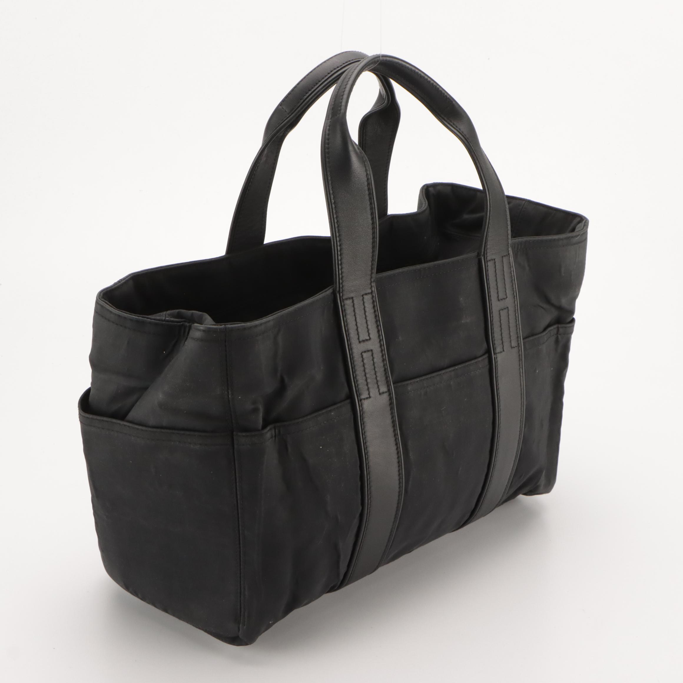 Hermès Acapulco Tote Bag in Black Nylon and Leather