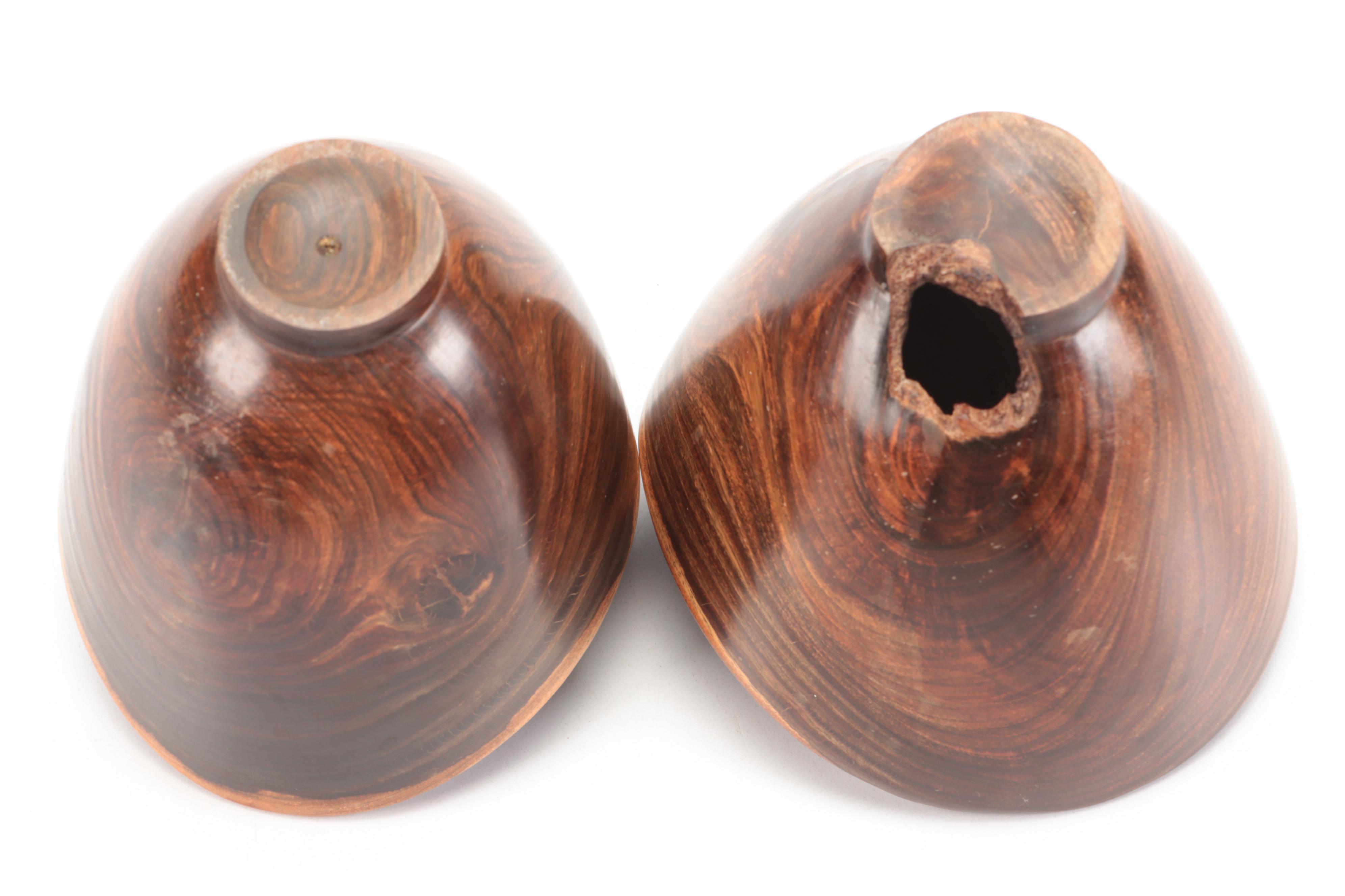 Polished Burl Wooden Bowls with Decorative Box