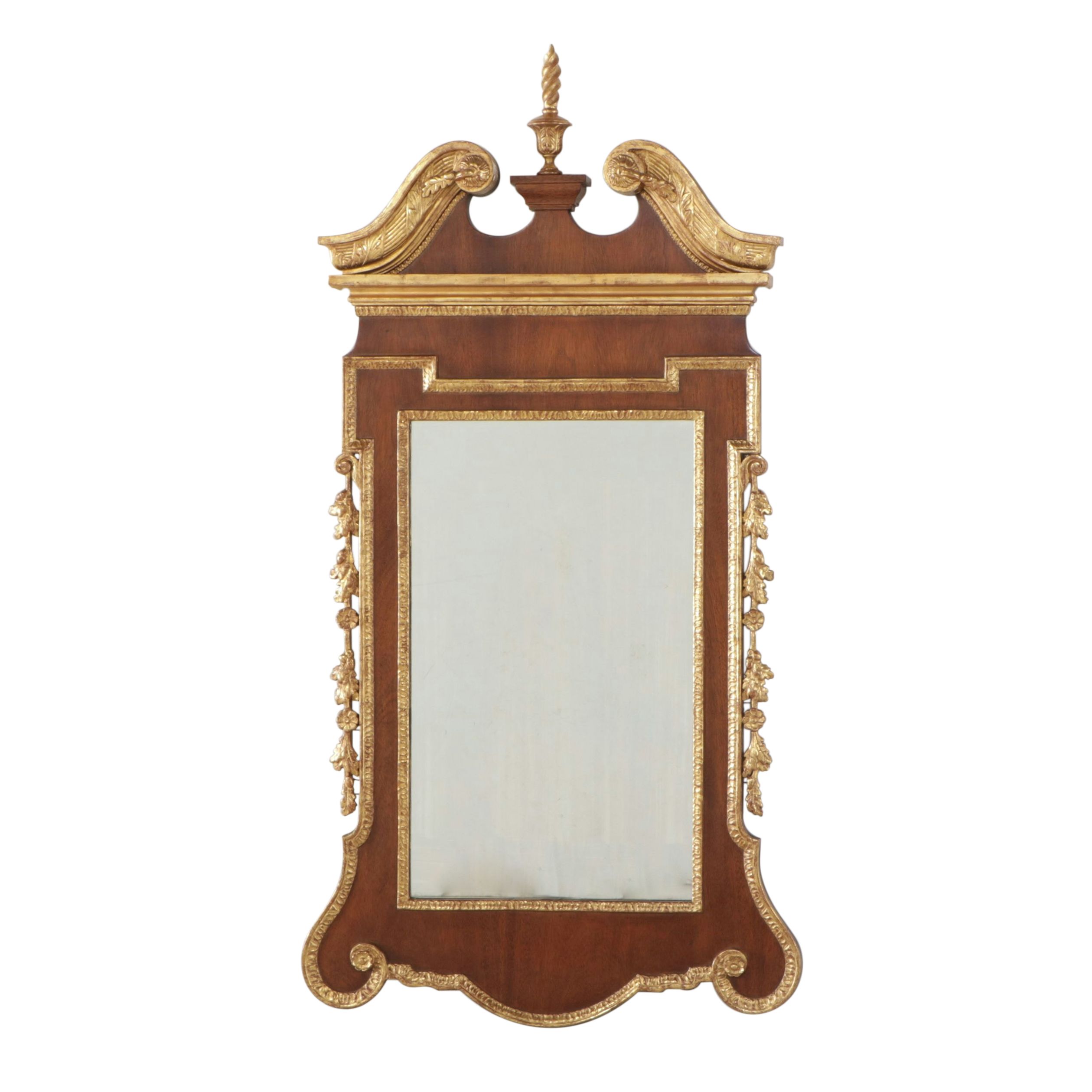 George II Style Mahogany and Parcel-Gilt Wall Mirror, Late 19th/ Early 20th C.