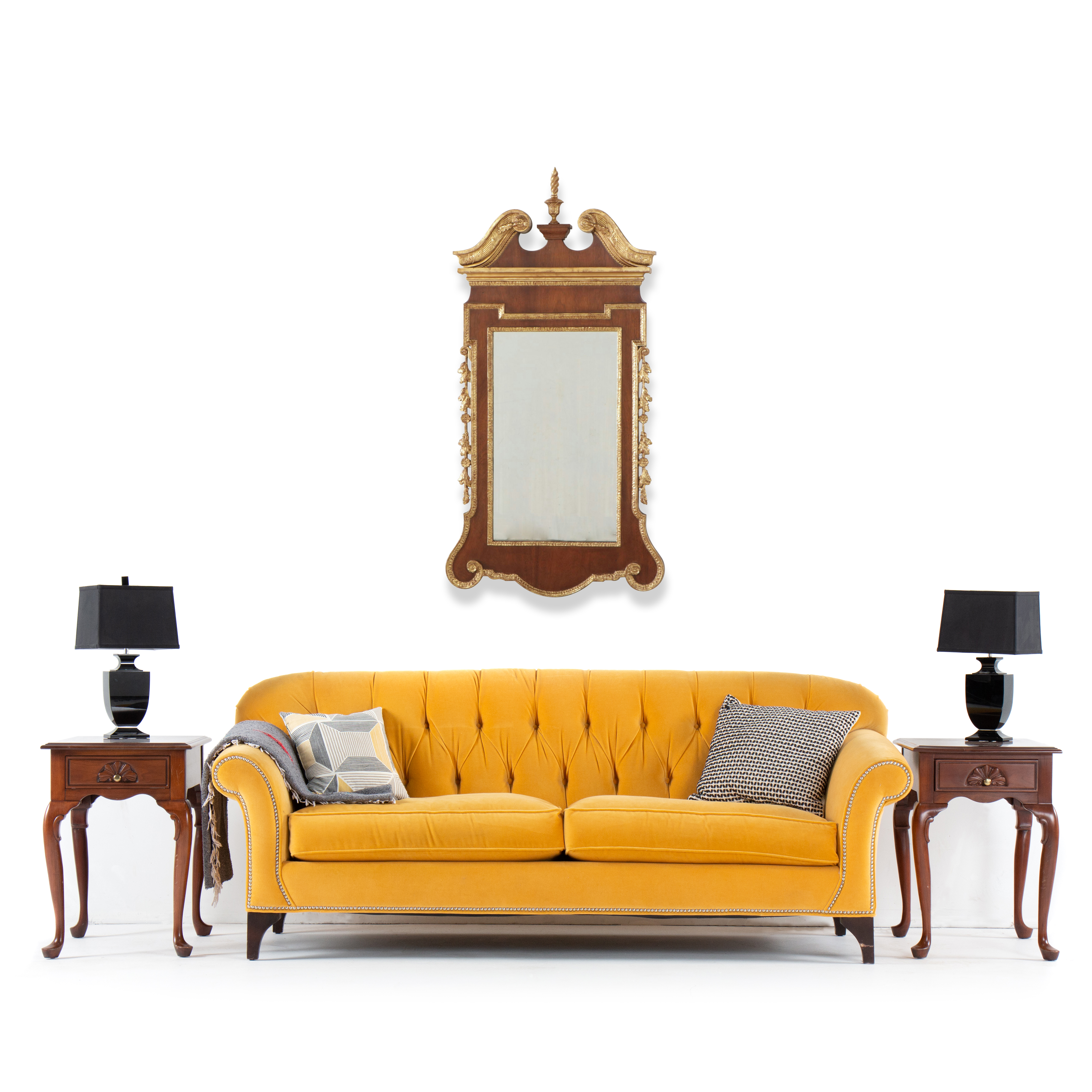 George II Style Mahogany and Parcel-Gilt Wall Mirror, Late 19th/ Early 20th C.