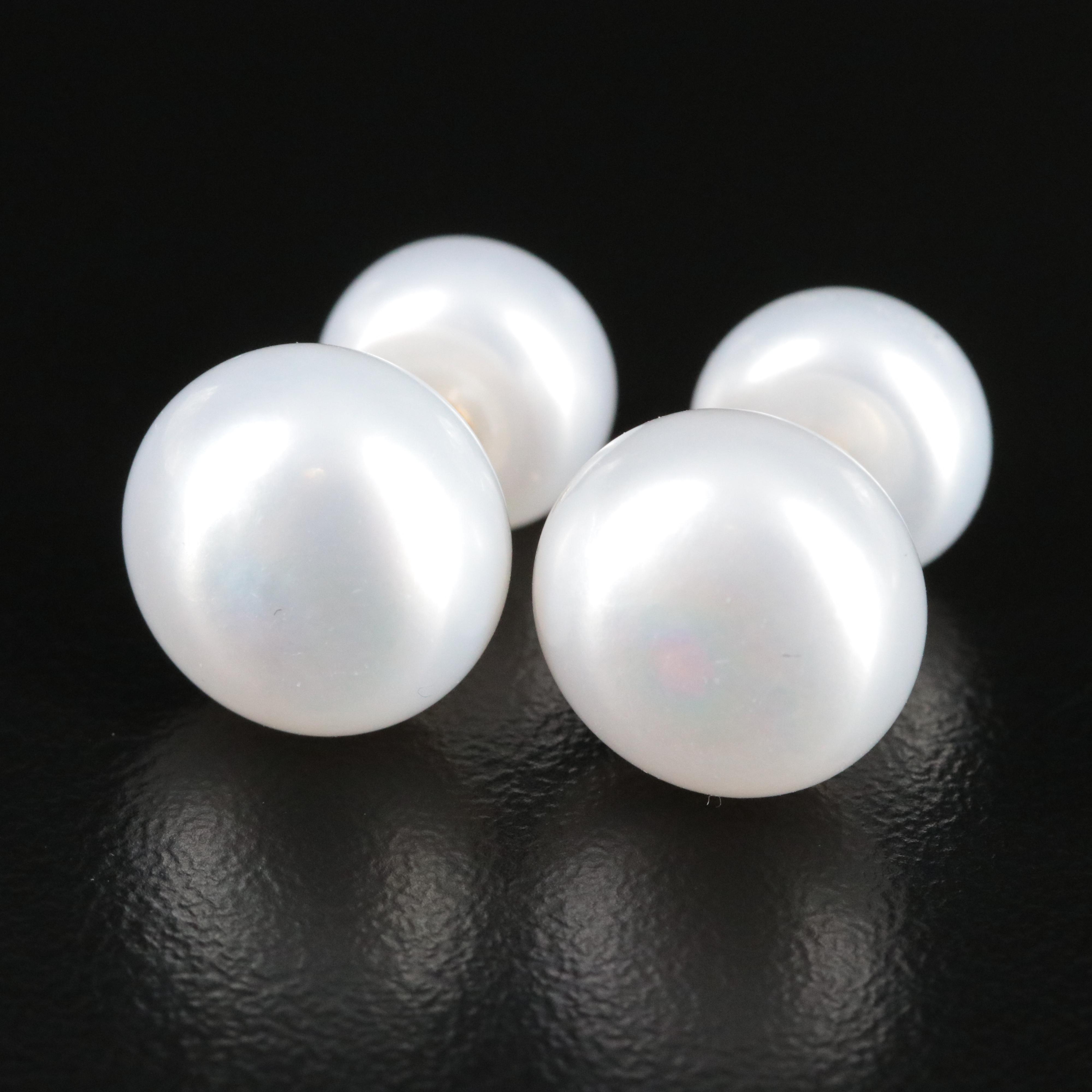 14K Pearl Front-Back Stud Earrings