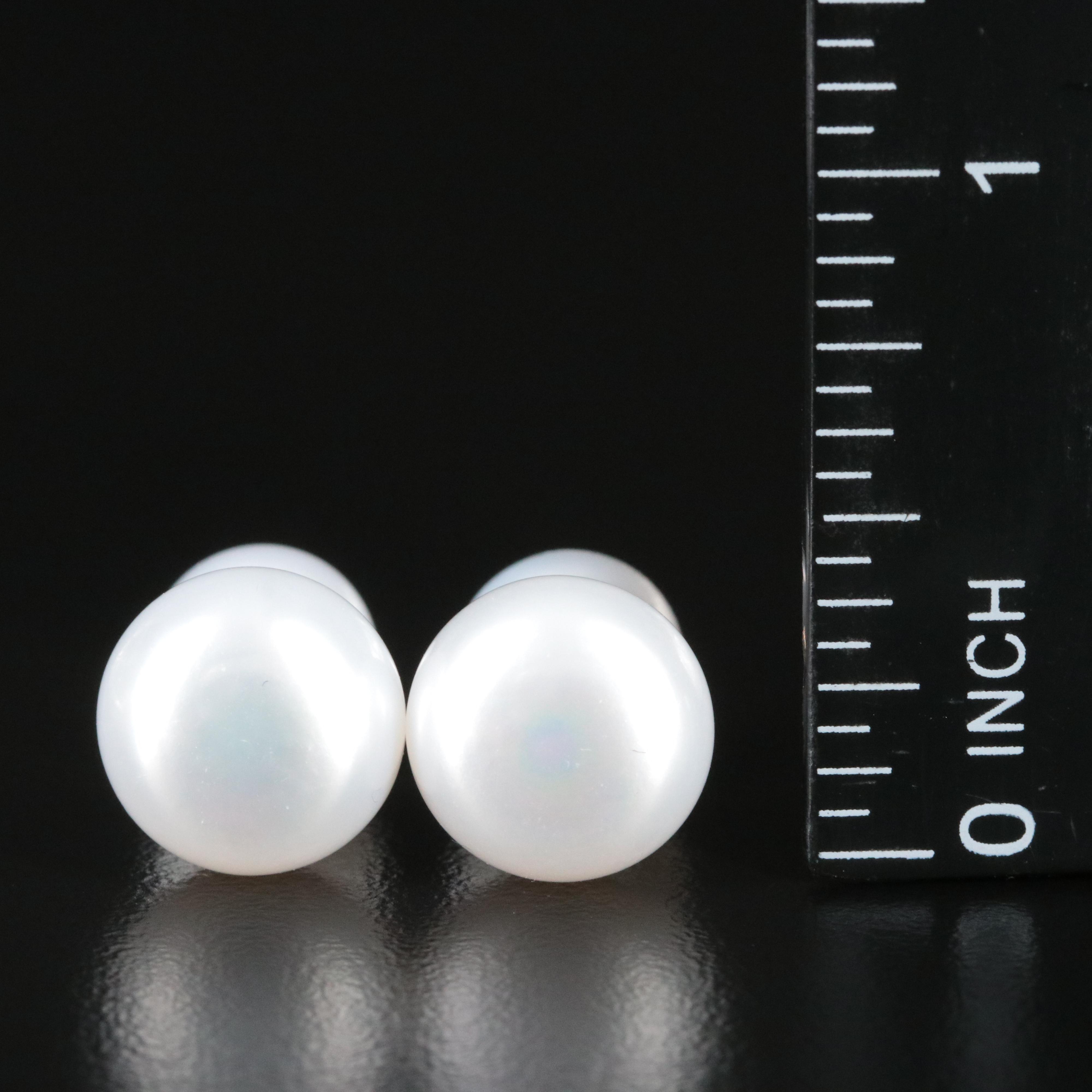 14K Pearl Front-Back Stud Earrings