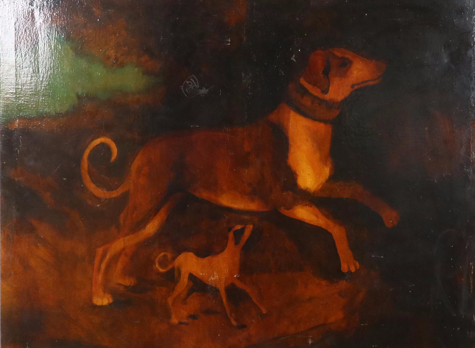 Mixed Media Composition "18th Century English Painting of Dogs No. 1," 1969