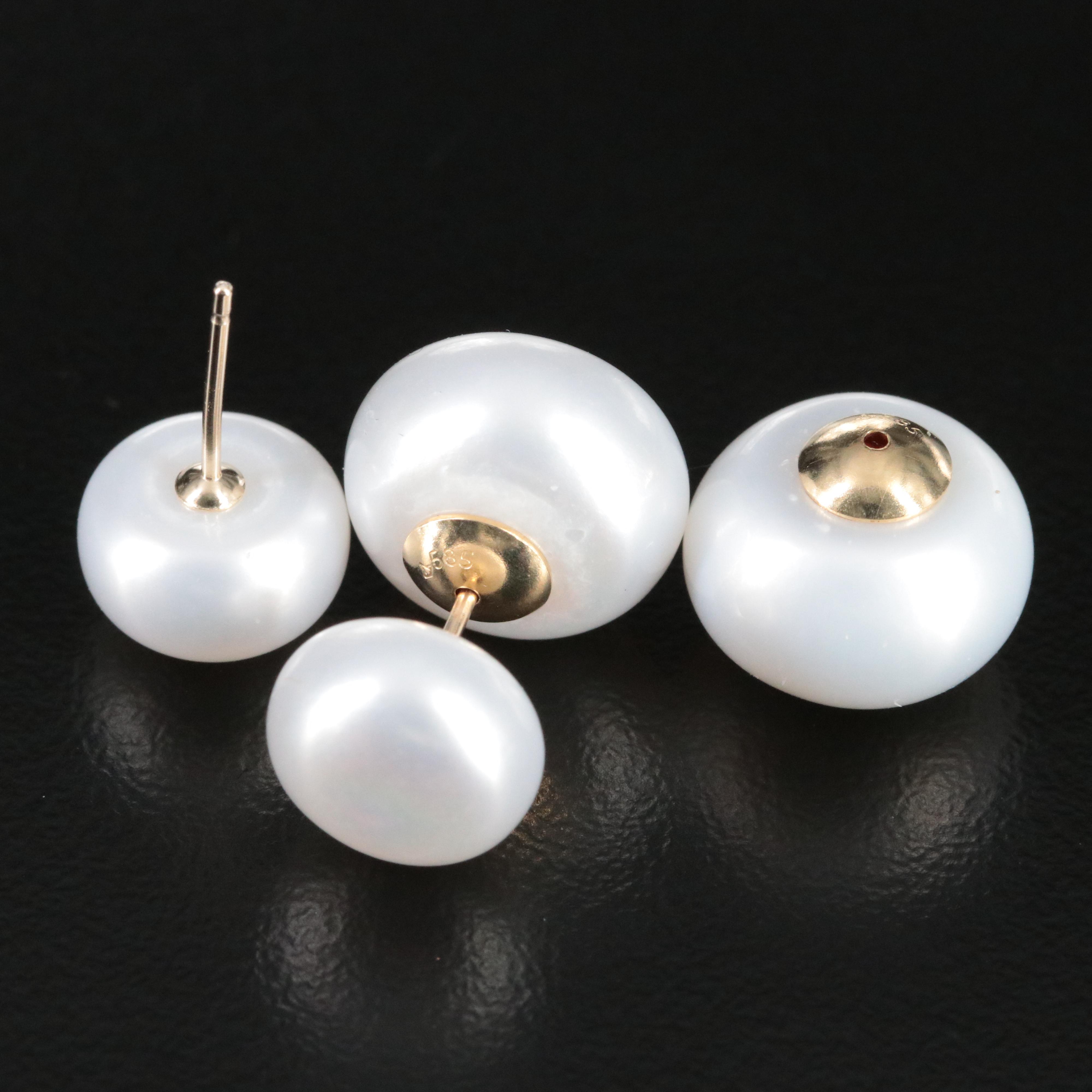 14K Pearl Front-Back Stud Earrings