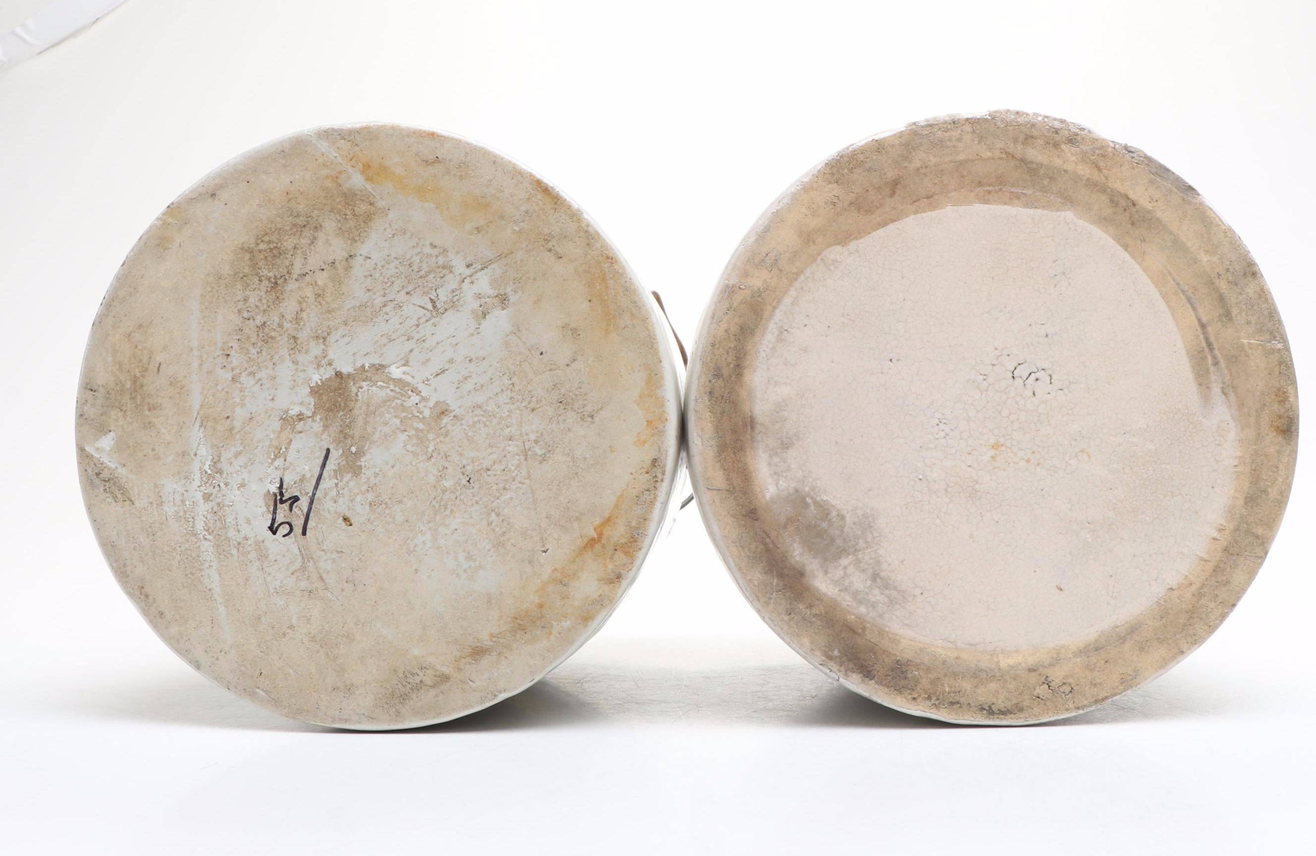 American Salt Glazed Two-Gallon Jug with Other Dip Glaze Jugs