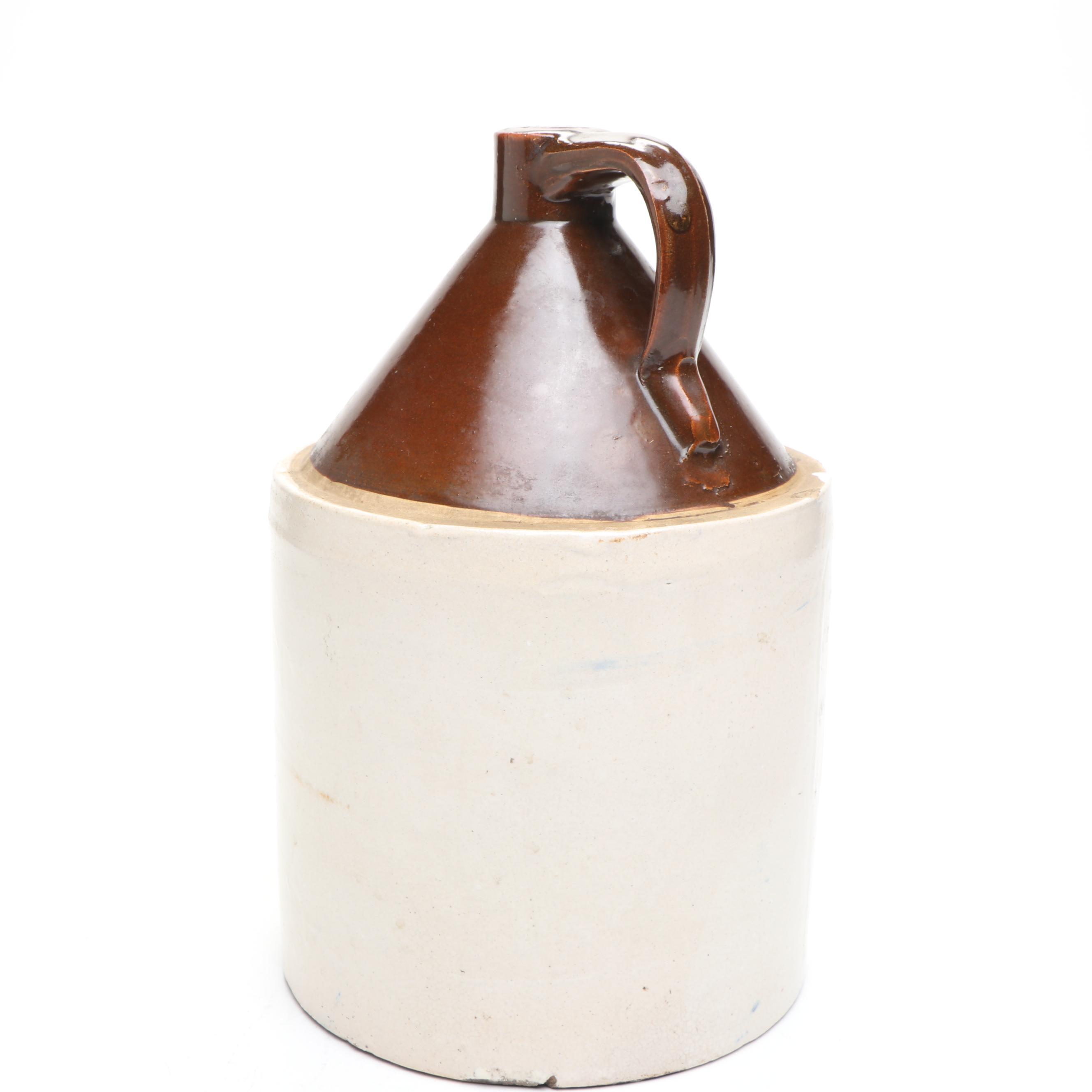 American Salt Glazed Two-Gallon Jug with Other Dip Glaze Jugs