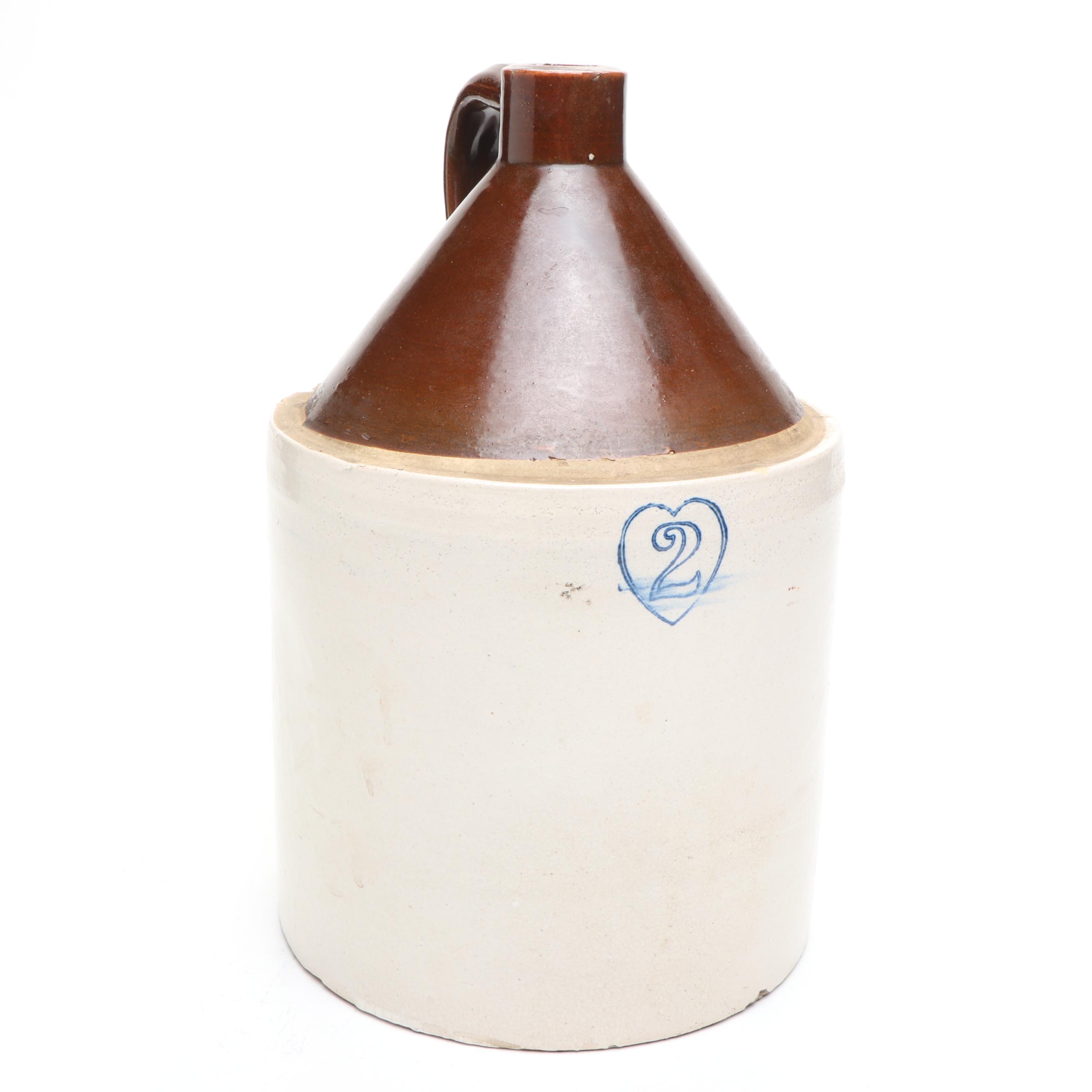 American Salt Glazed Two-Gallon Jug with Other Dip Glaze Jugs