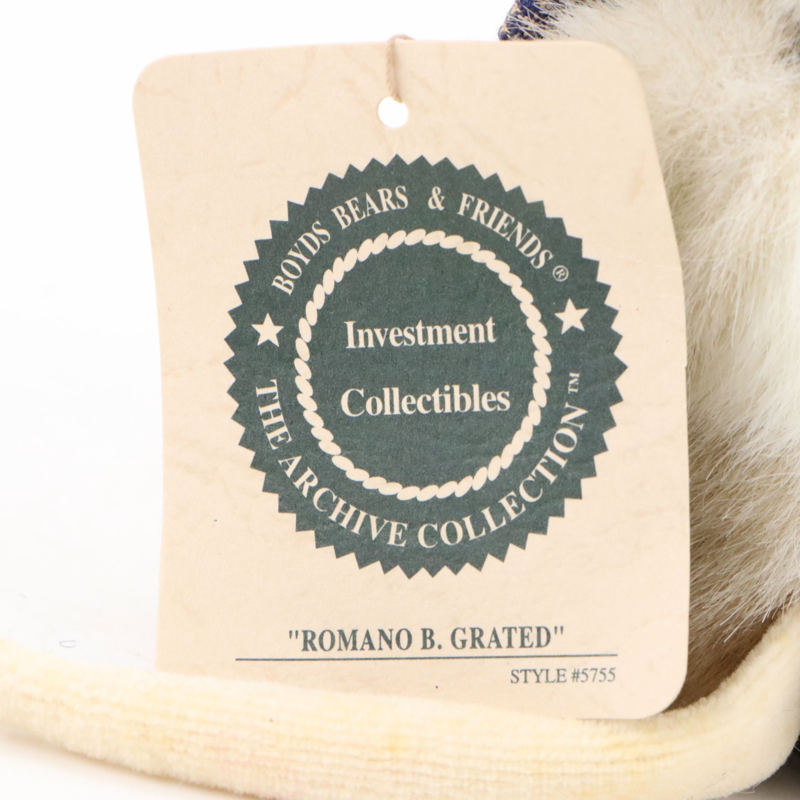 Boyds Bears "Romano B. Grated" Stuffed Animal, 1999
