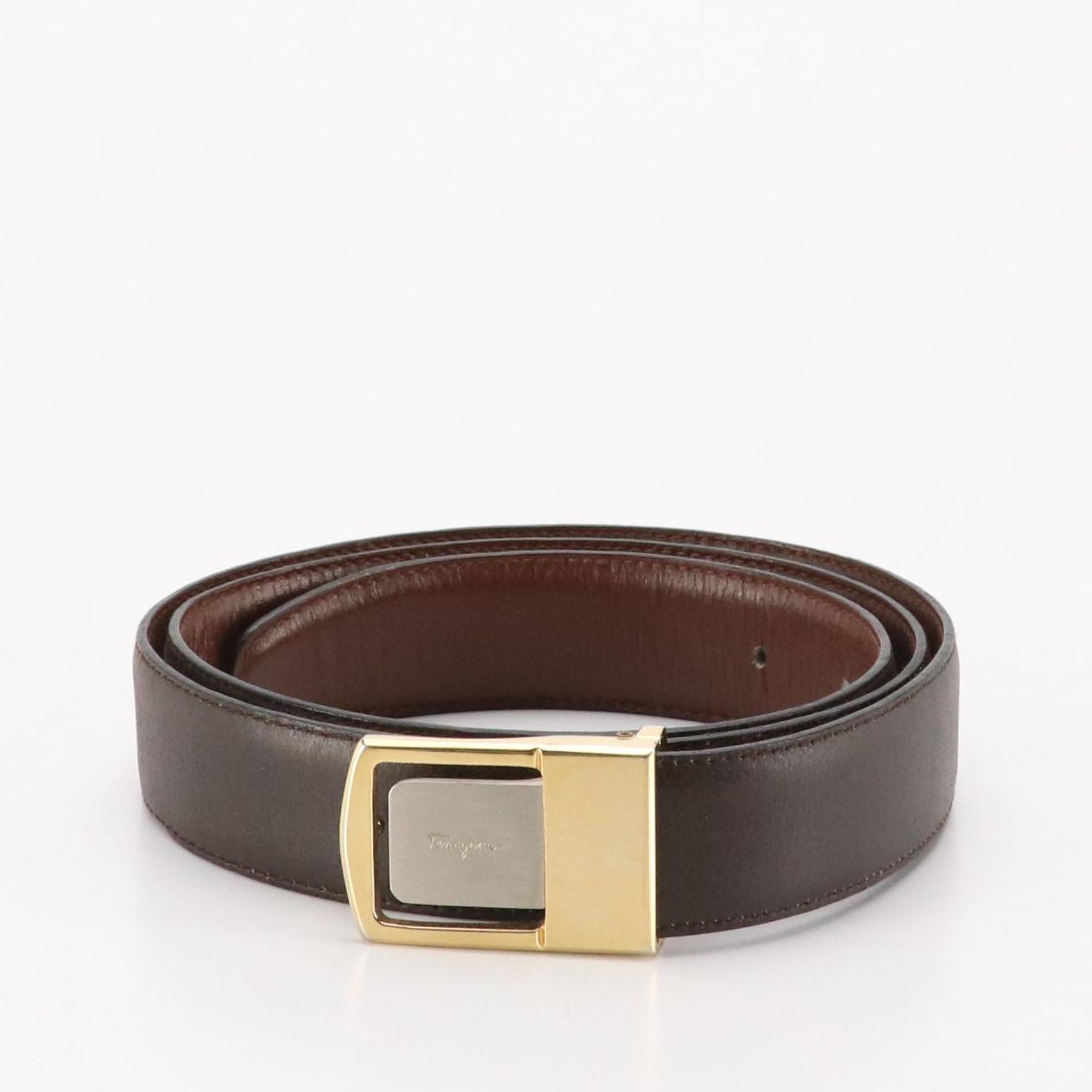 Salvatore Ferragamo Reversible Brown Leather Belt