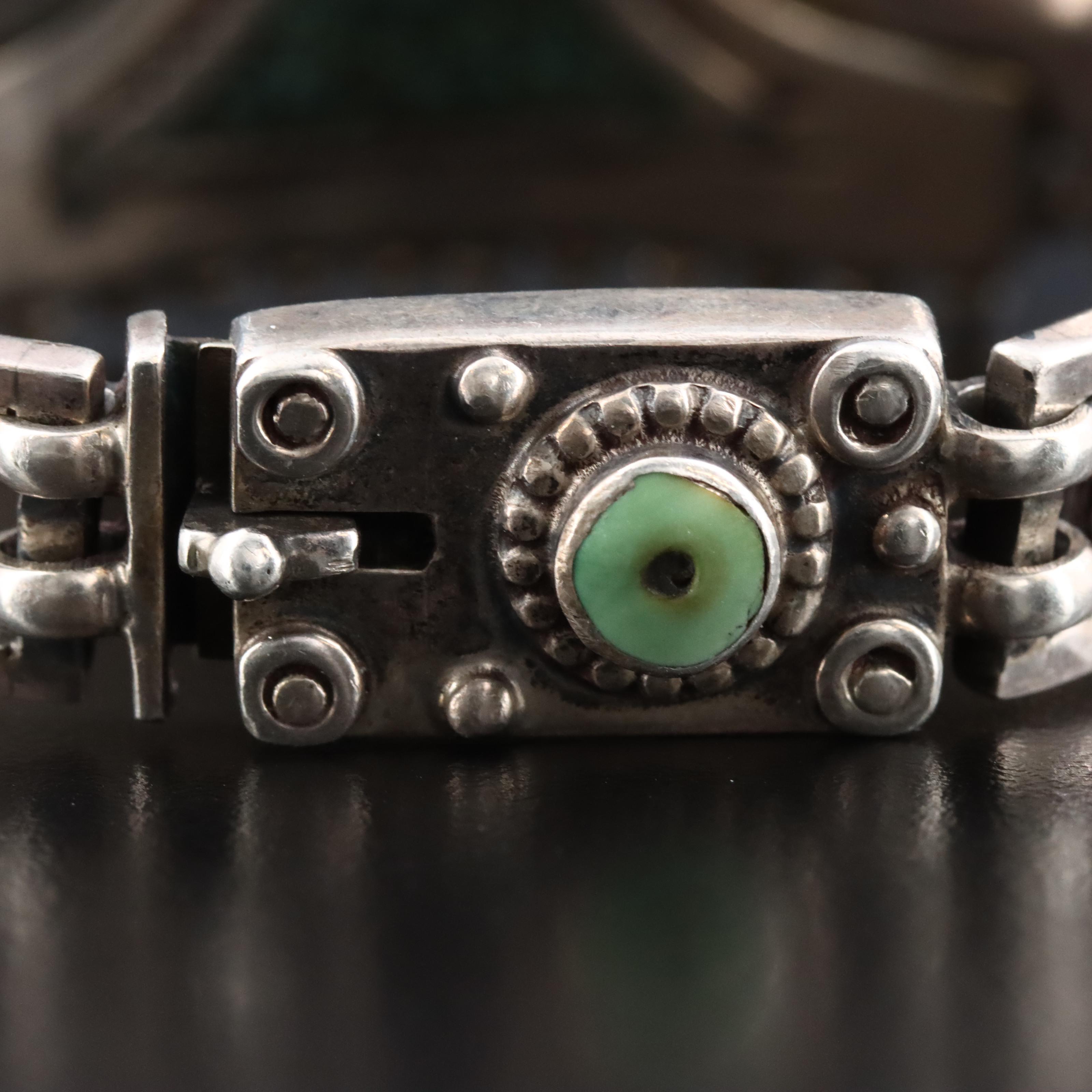 Tibetan Sterling and 800 Silver Coral and Turquoise Dragon Bracelet