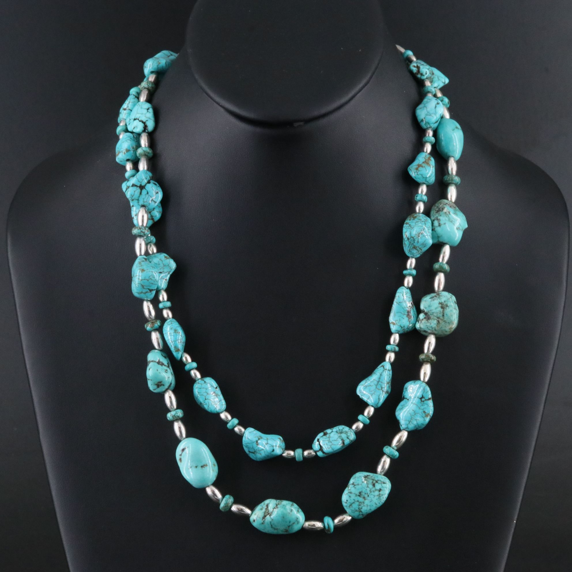 Western Style Magnesite Double Strand Necklace