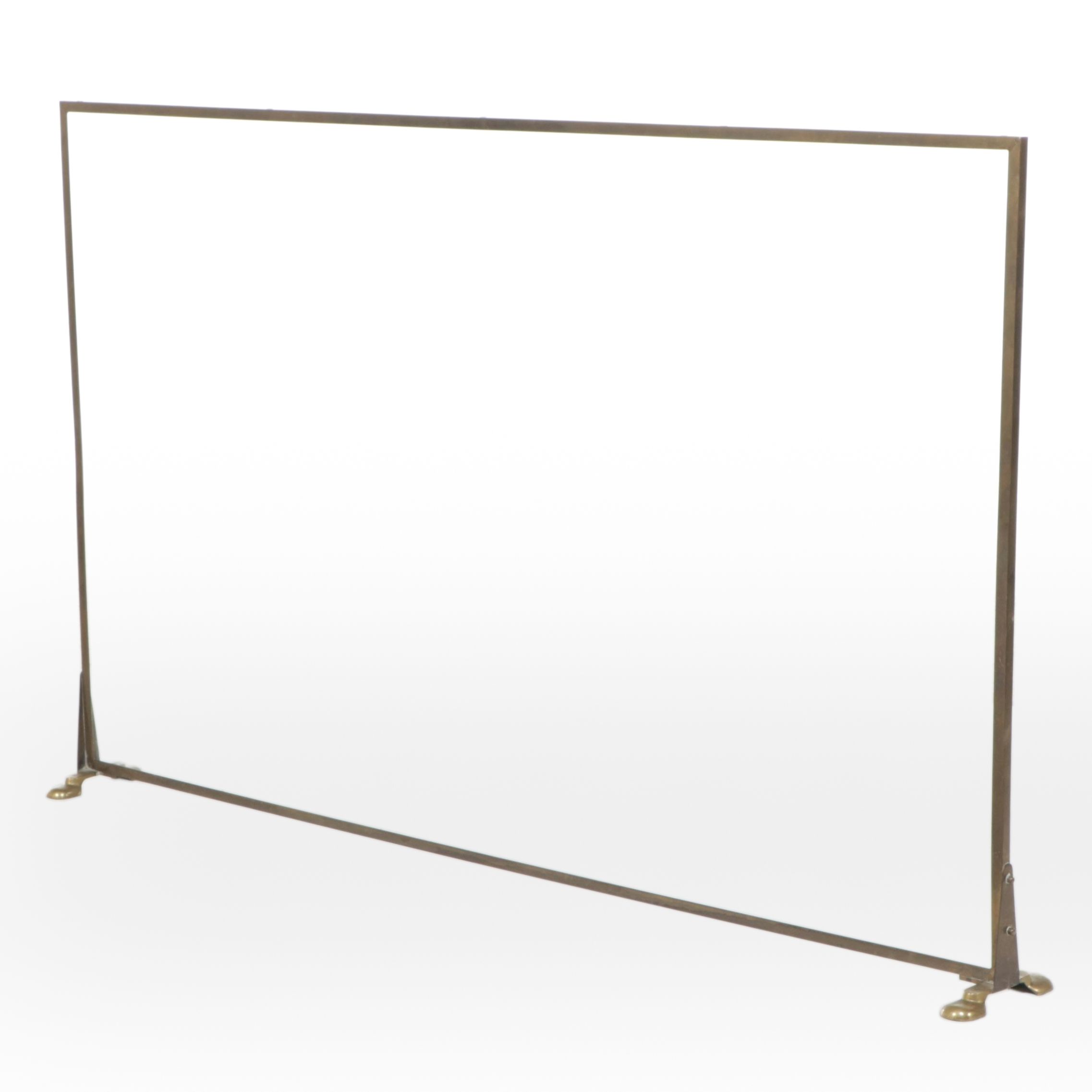 Wyeth Glass Fireplace Screen with Brass Frame