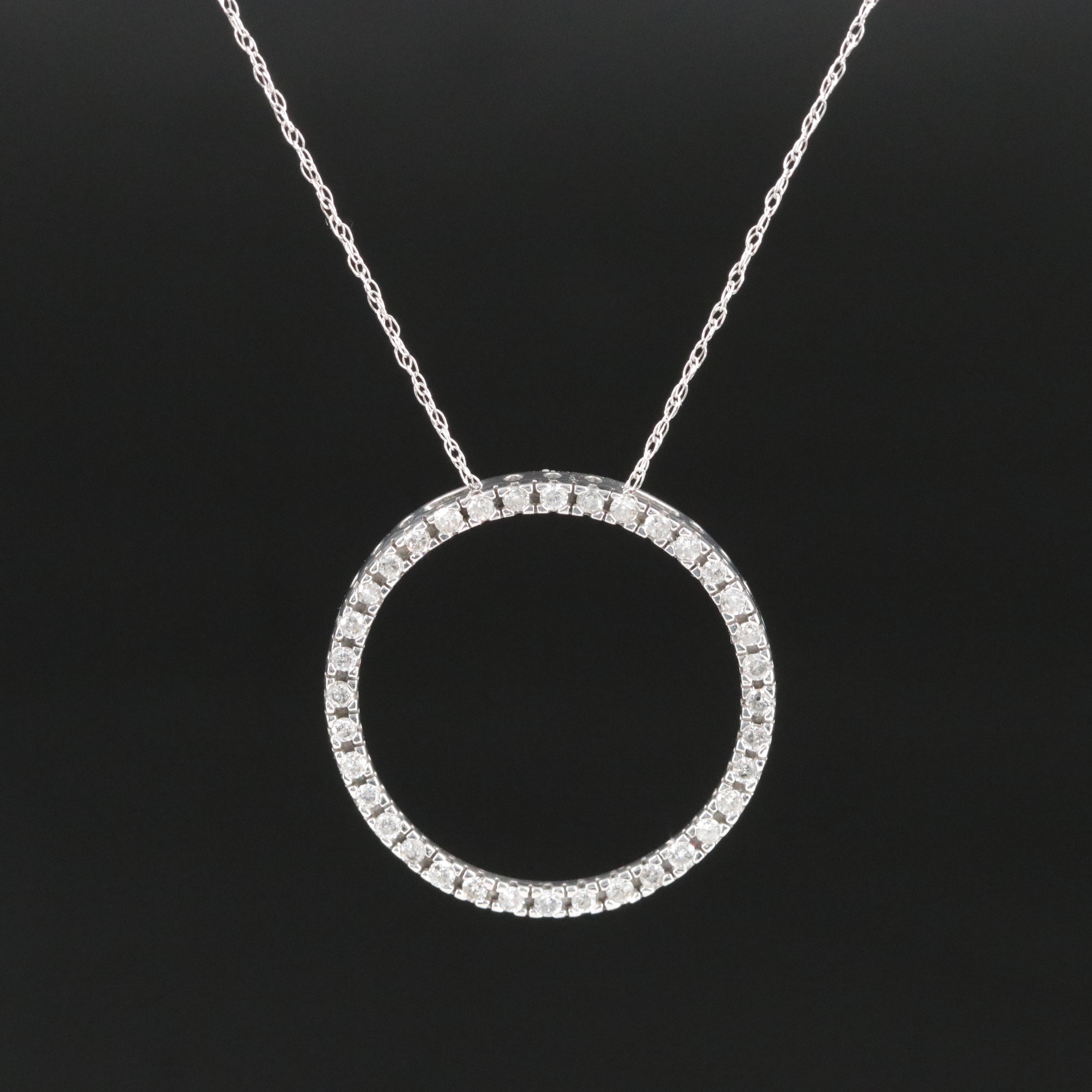 14K 0.54 CTW Diamond Circle Pendant Necklace