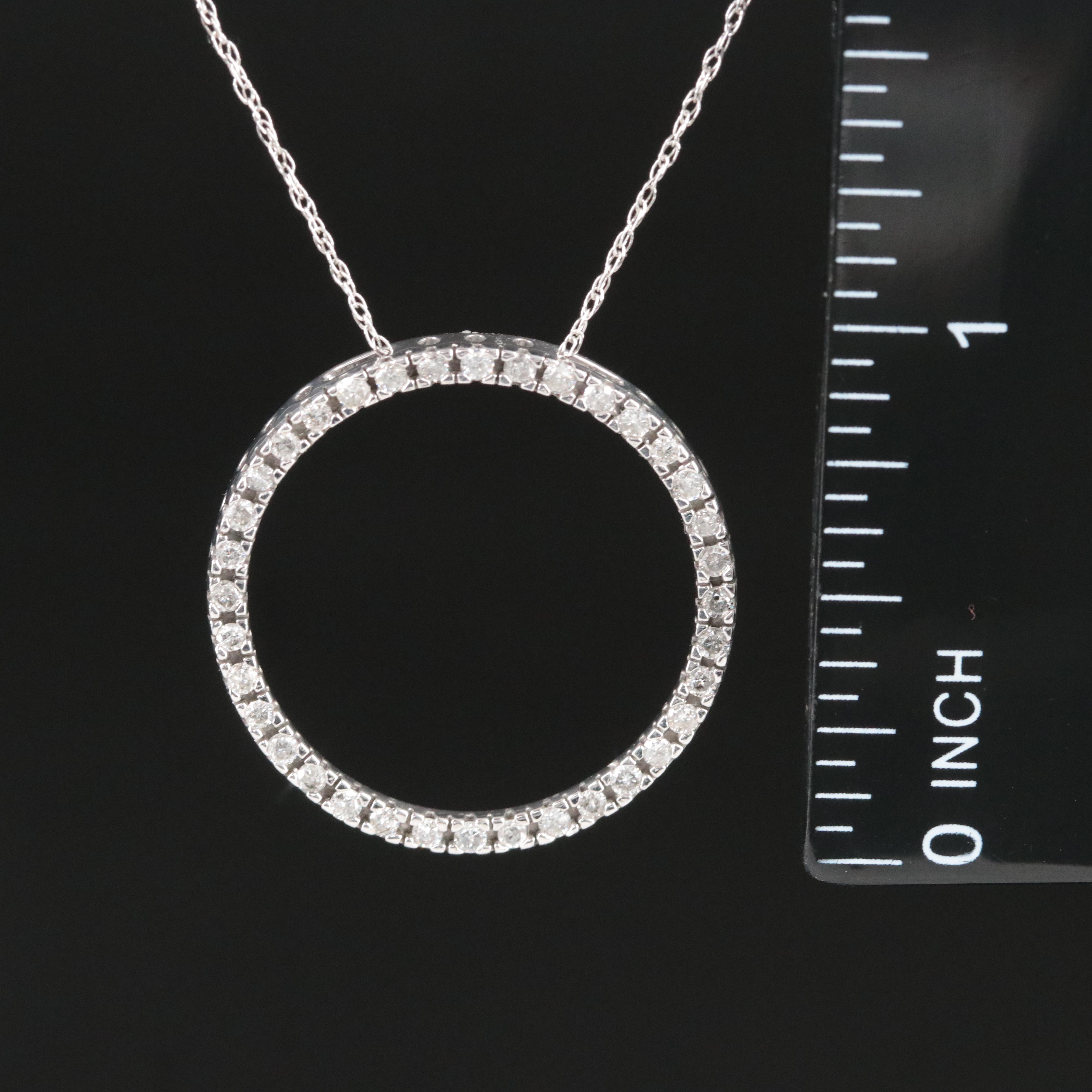 14K 0.54 CTW Diamond Circle Pendant Necklace
