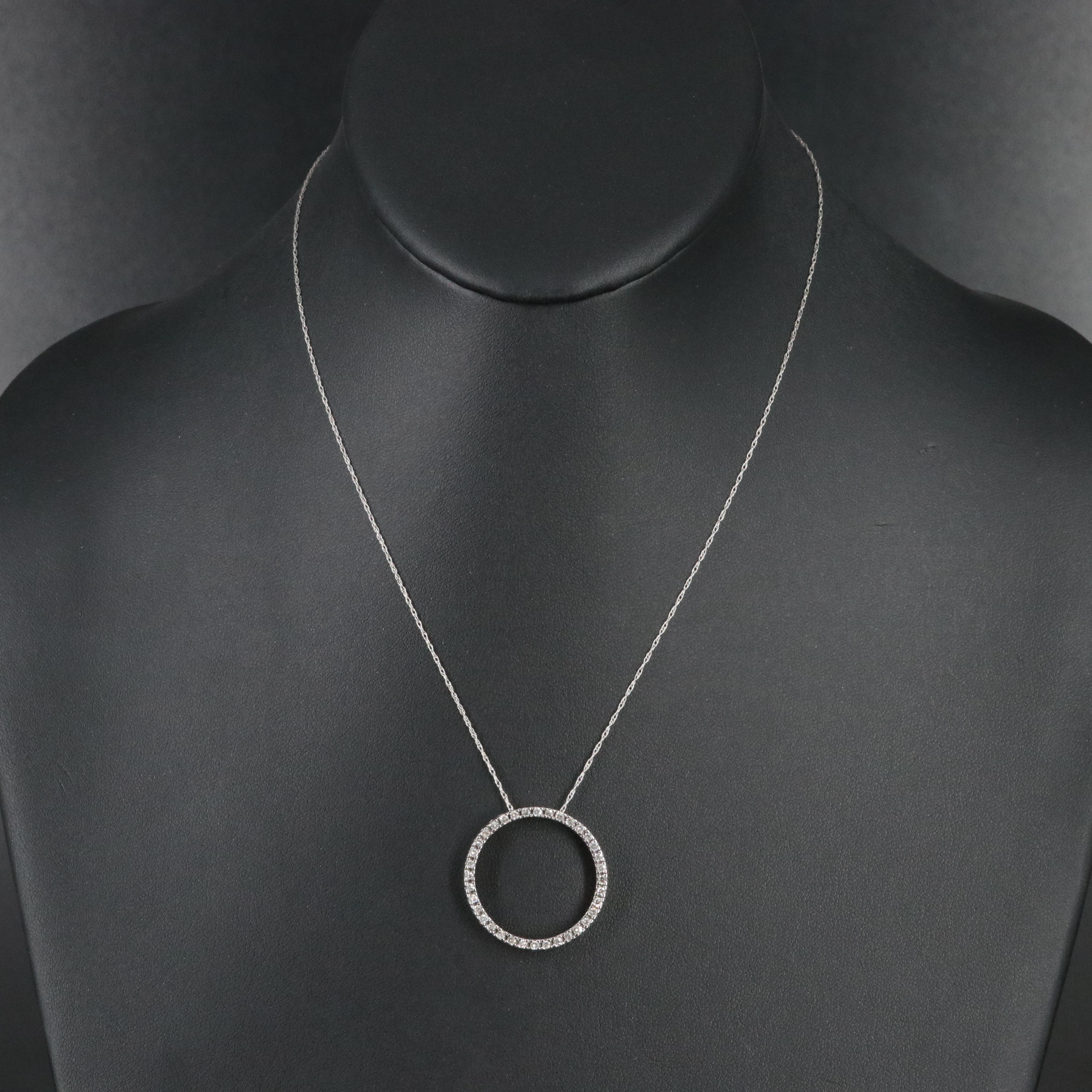14K 0.54 CTW Diamond Circle Pendant Necklace