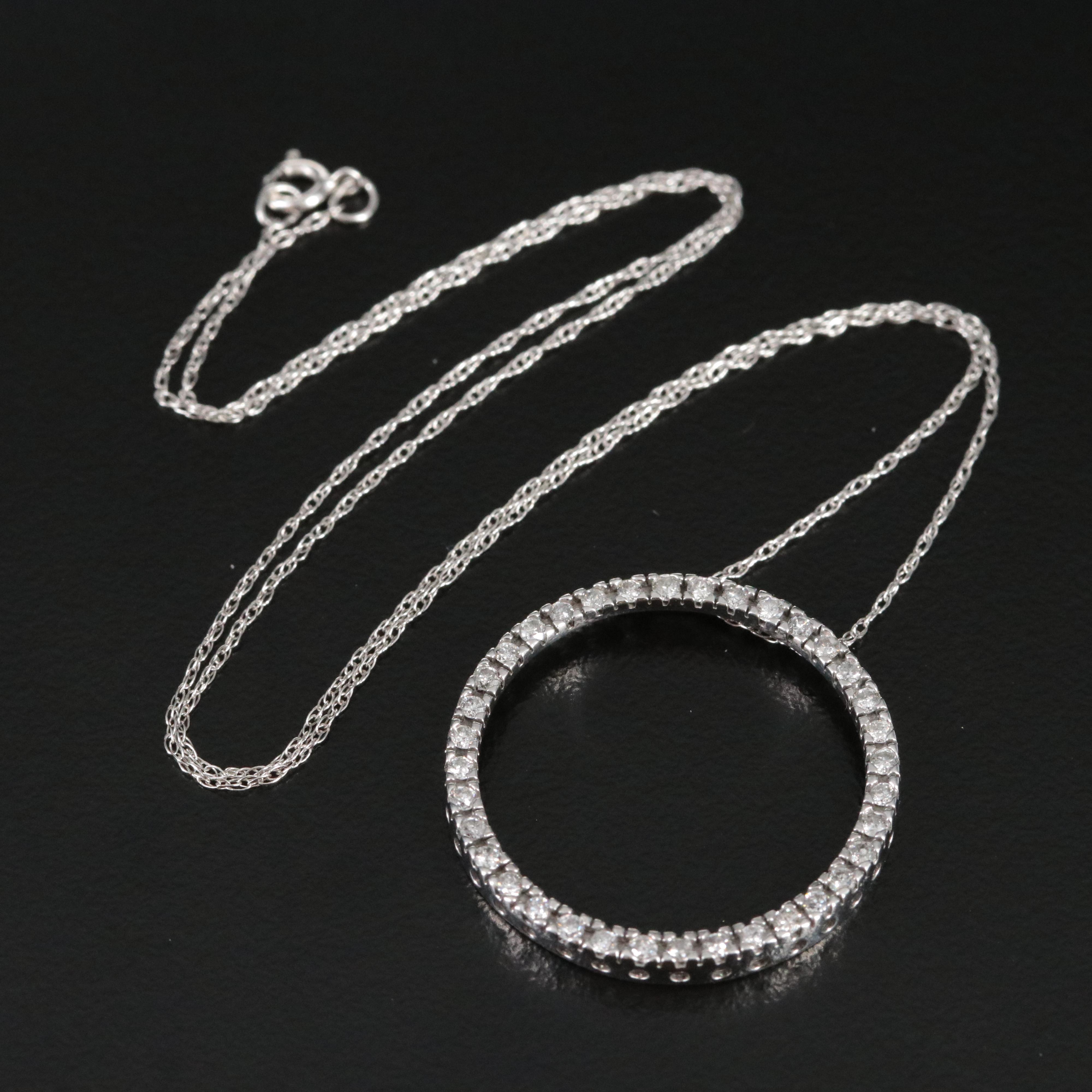 14K 0.54 CTW Diamond Circle Pendant Necklace