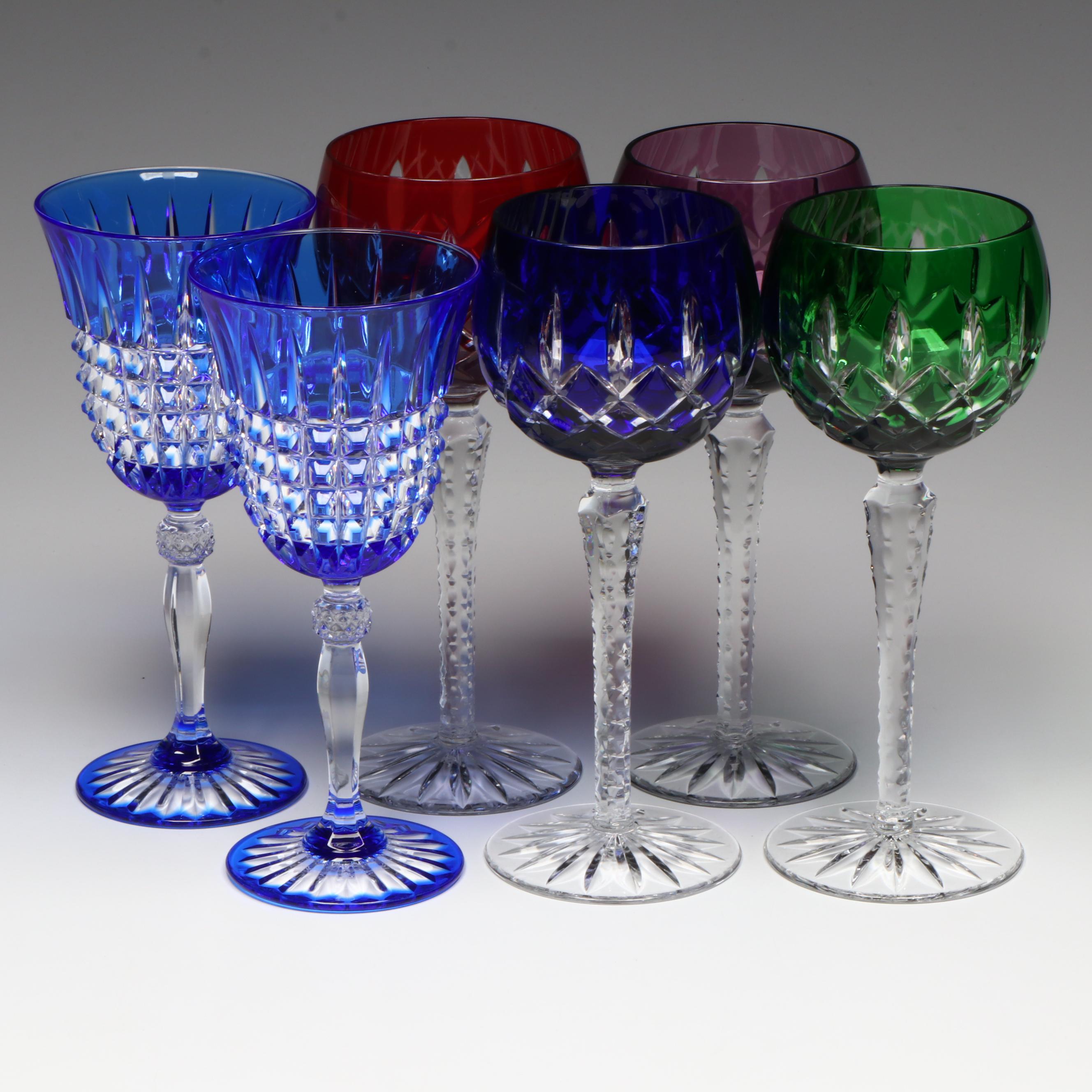Ajka "Arabella" Cut to Clear Wine Hocks with Cristal d'Arques "Pavane" Goblets