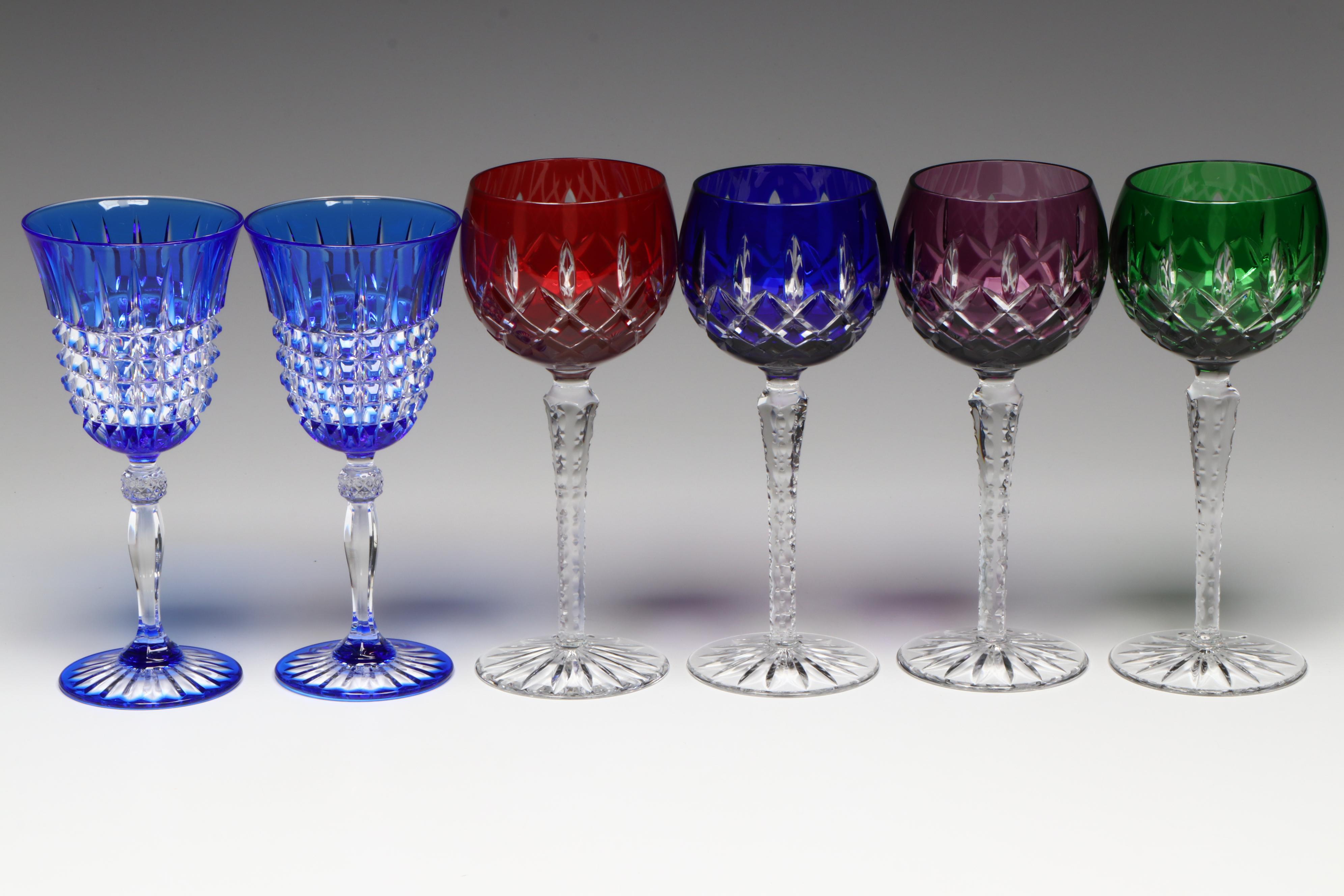 Ajka "Arabella" Cut to Clear Wine Hocks with Cristal d'Arques "Pavane" Goblets