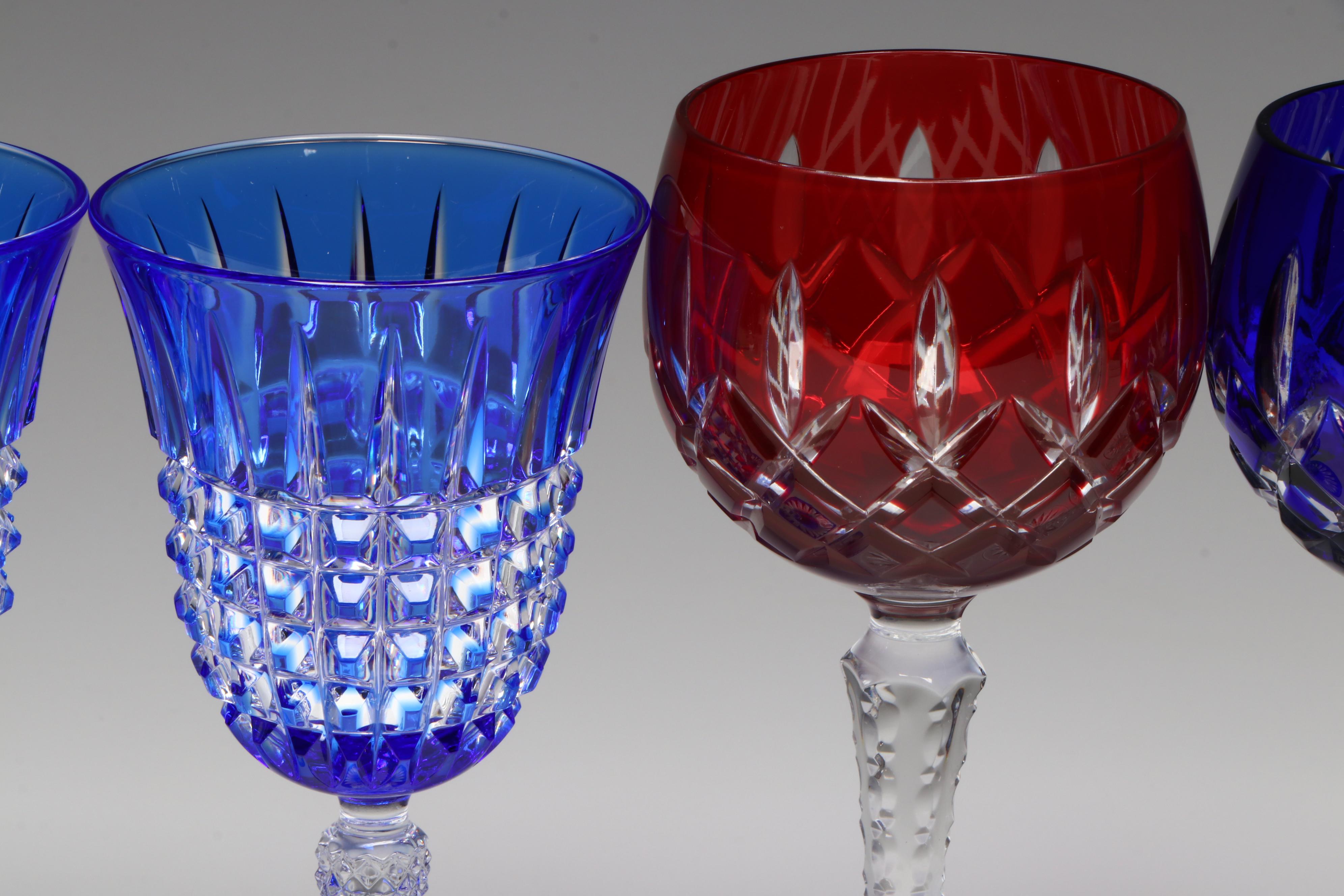 Ajka "Arabella" Cut to Clear Wine Hocks with Cristal d'Arques "Pavane" Goblets