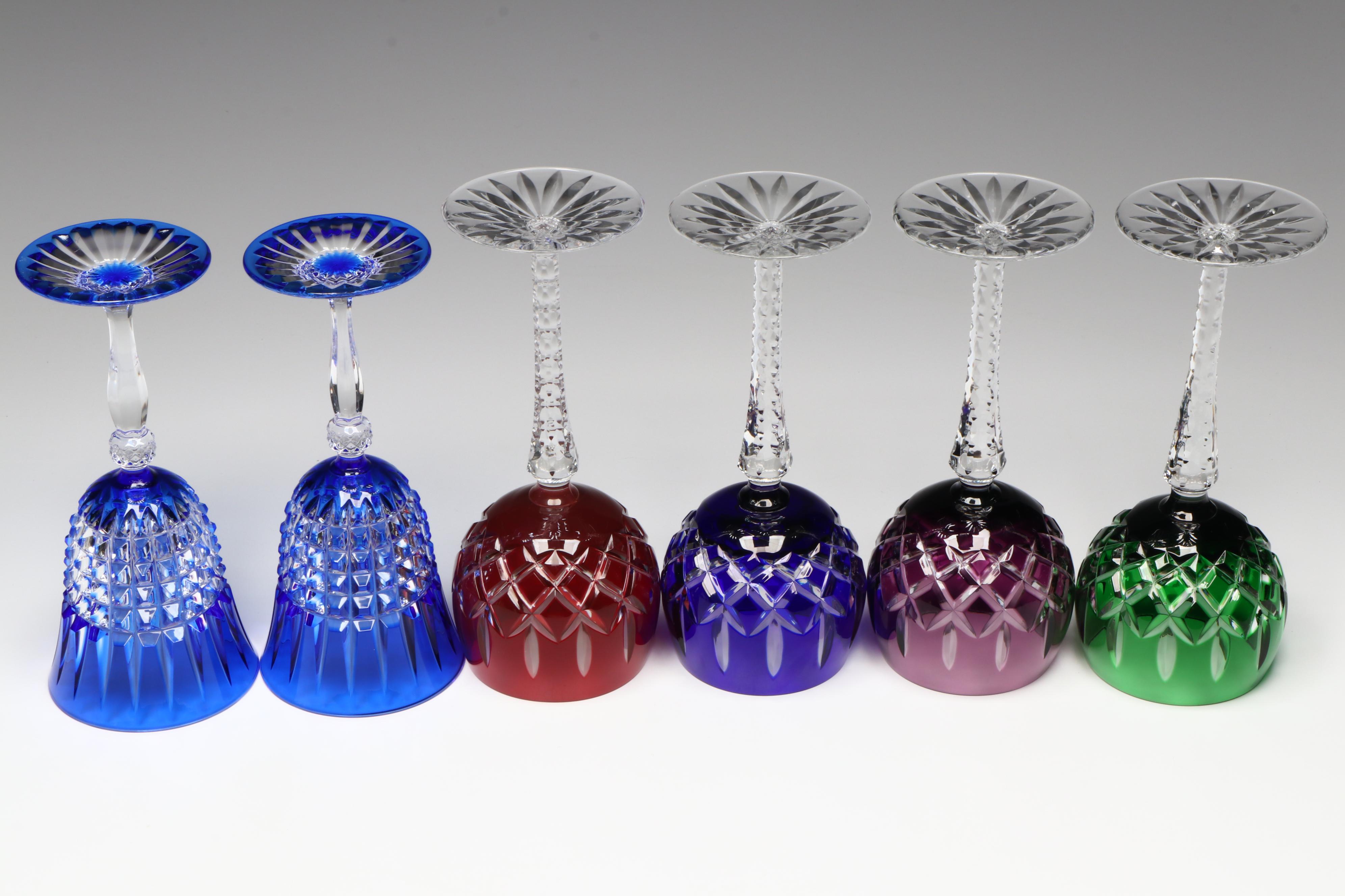 Ajka "Arabella" Cut to Clear Wine Hocks with Cristal d'Arques "Pavane" Goblets