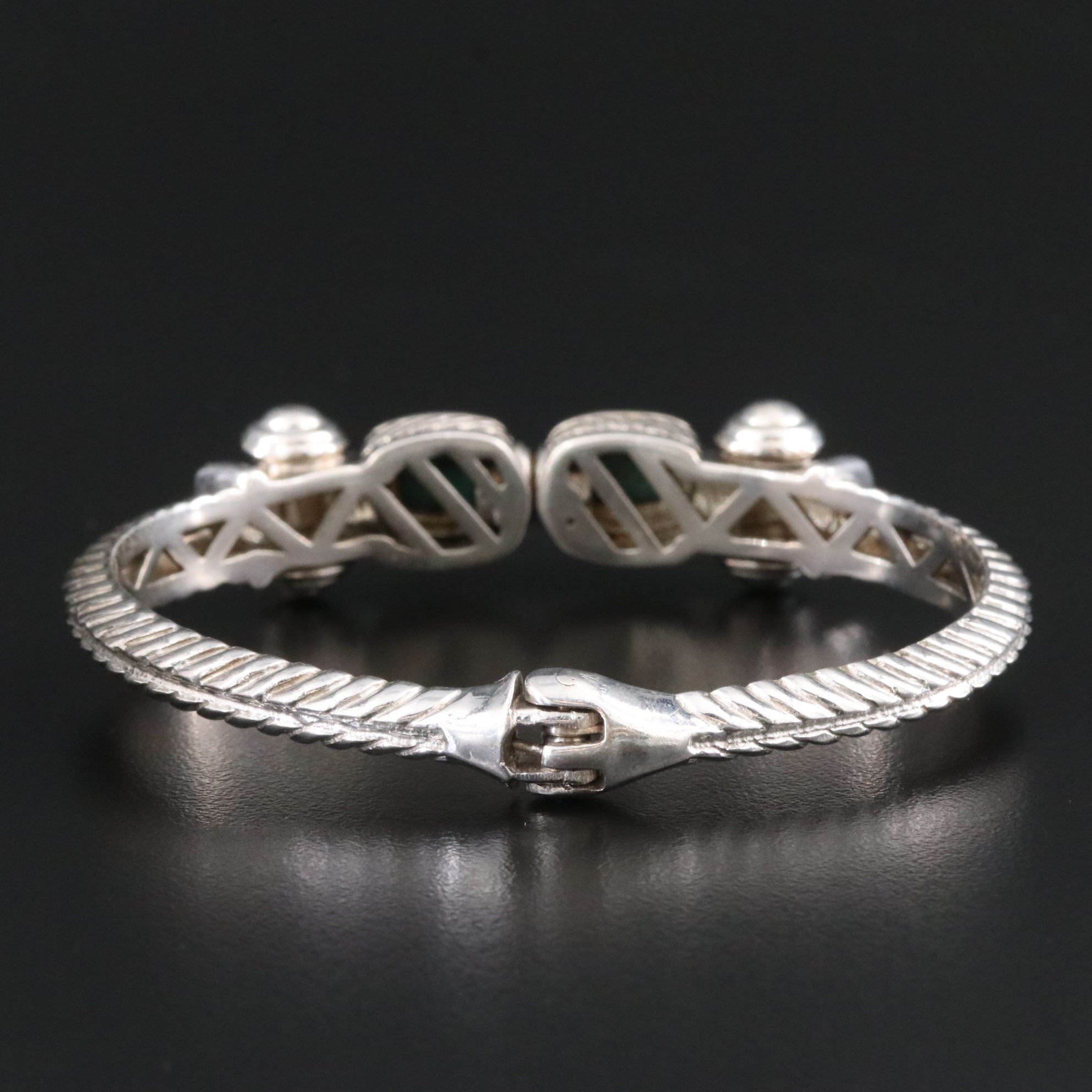 Sterling Malachite Hinged Bangle Bracelet