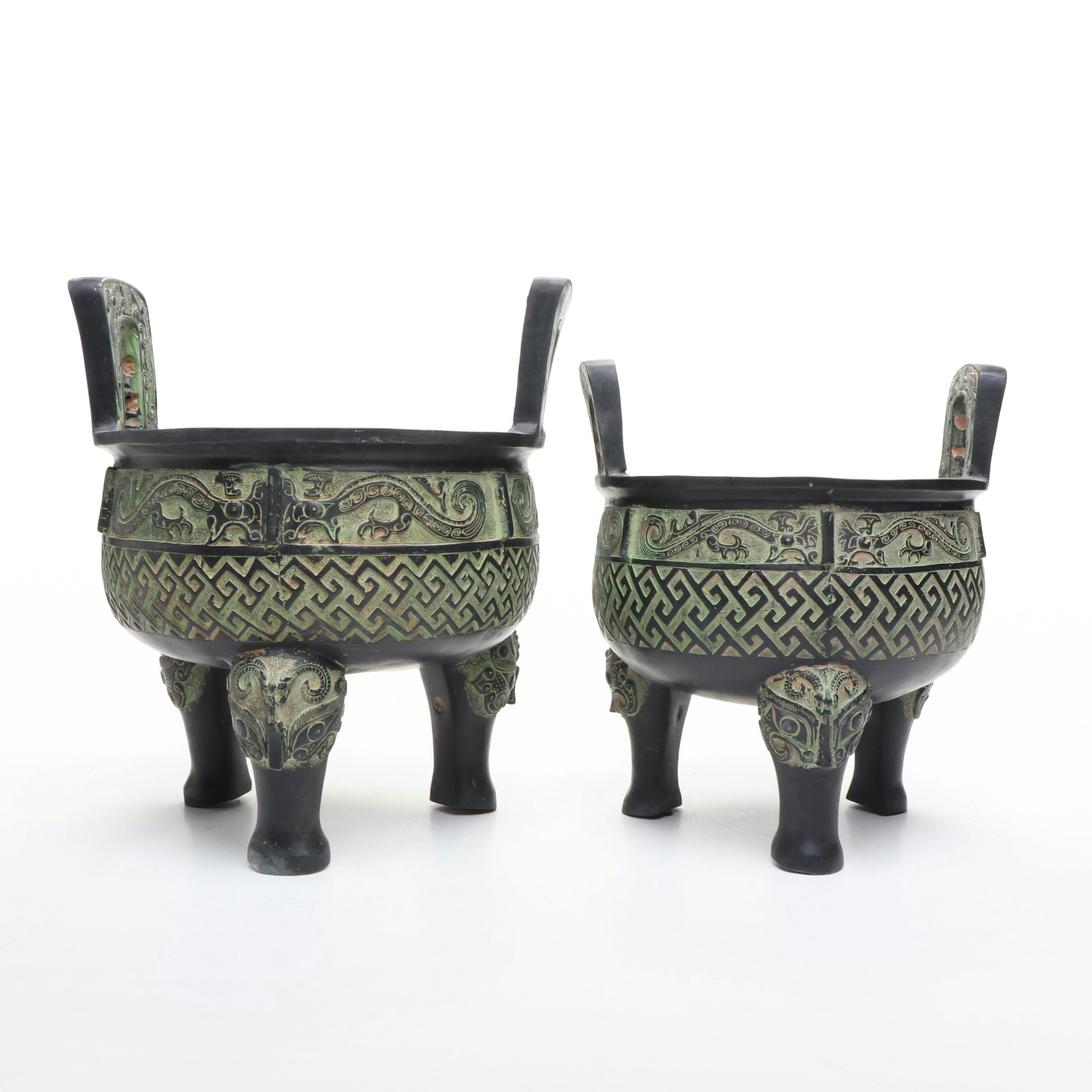 Chinese Terracotta Planters in the Manner of Early Tripod Censers