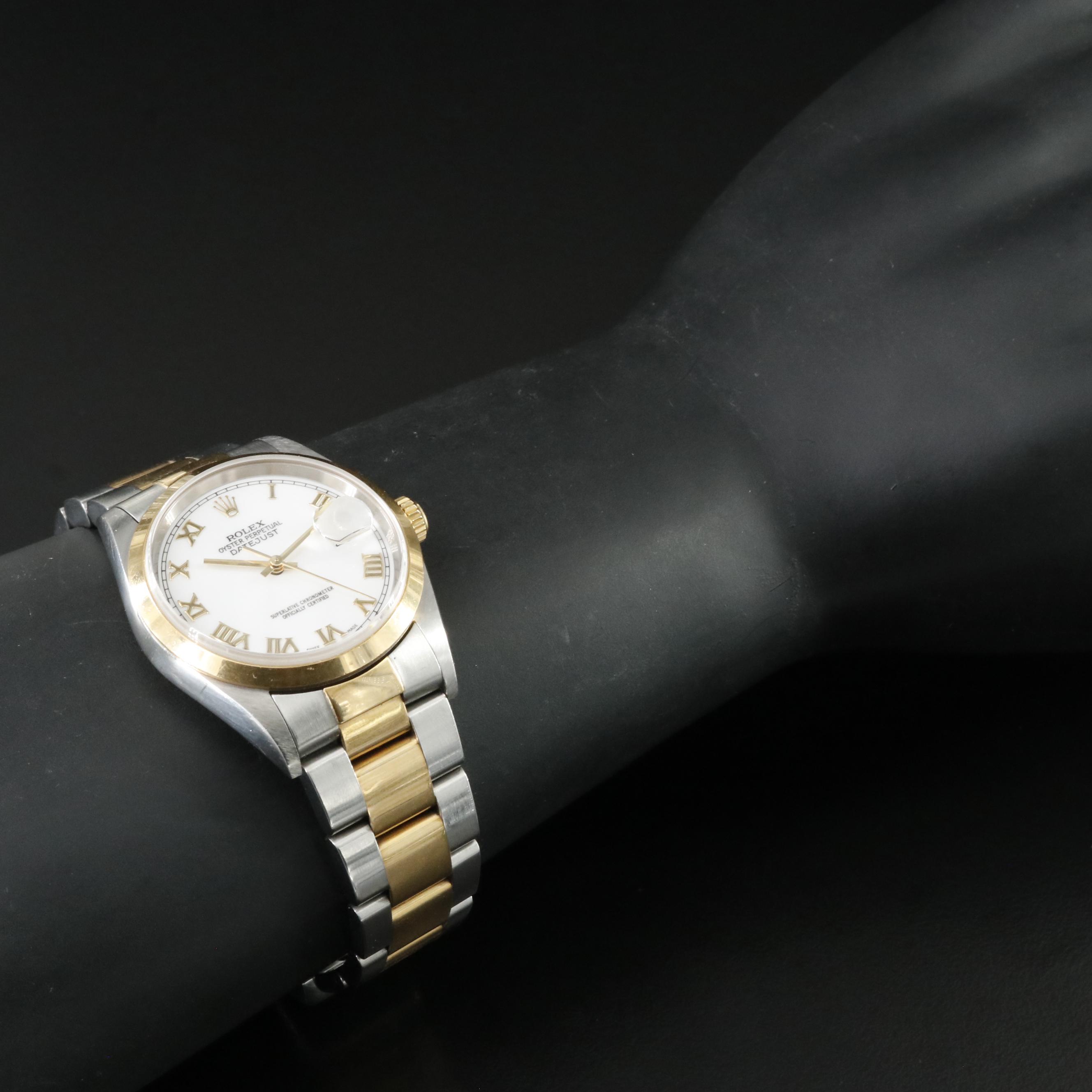 2000 Rolex 16203 Datejust White Roman Dial Watch