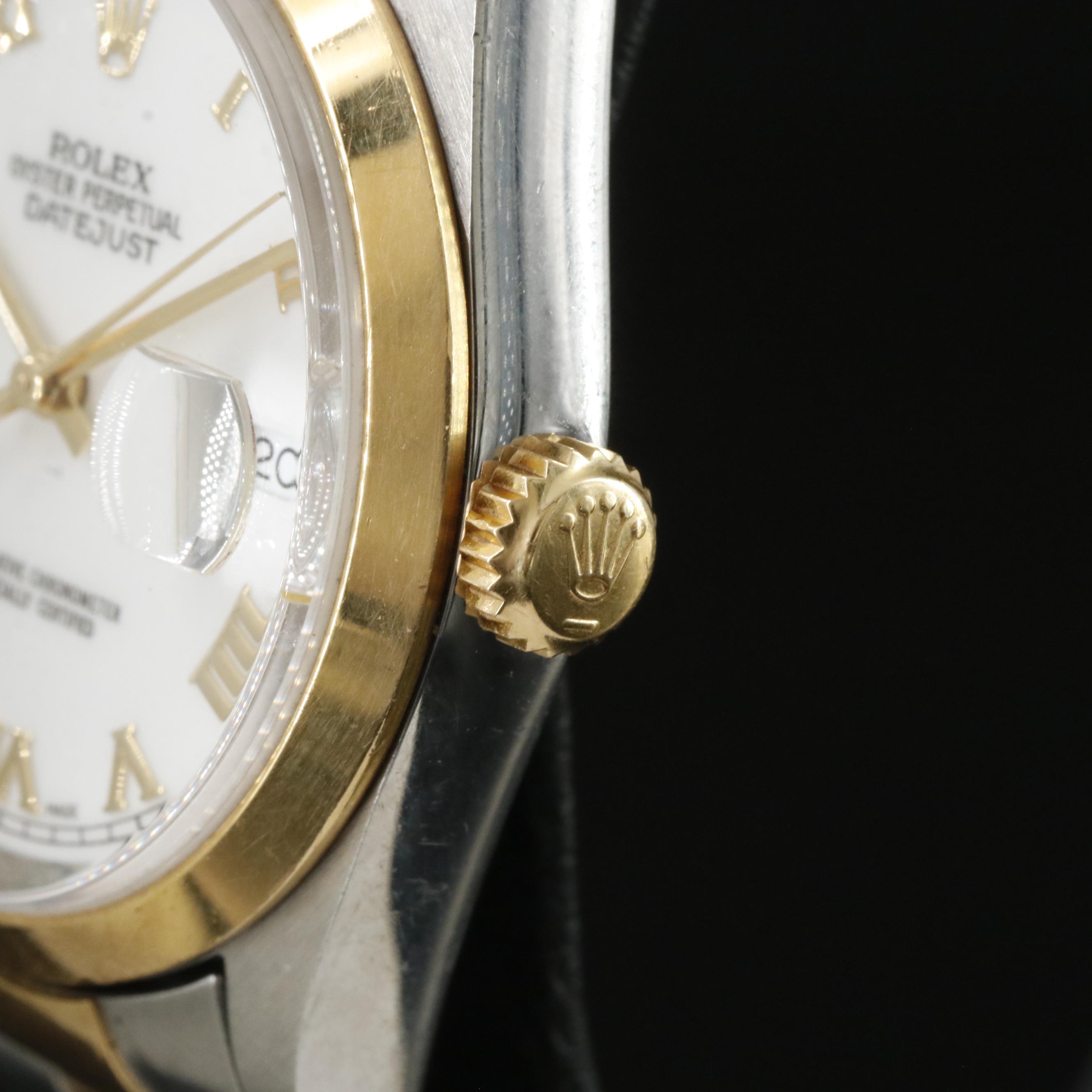 2000 Rolex 16203 Datejust White Roman Dial Watch
