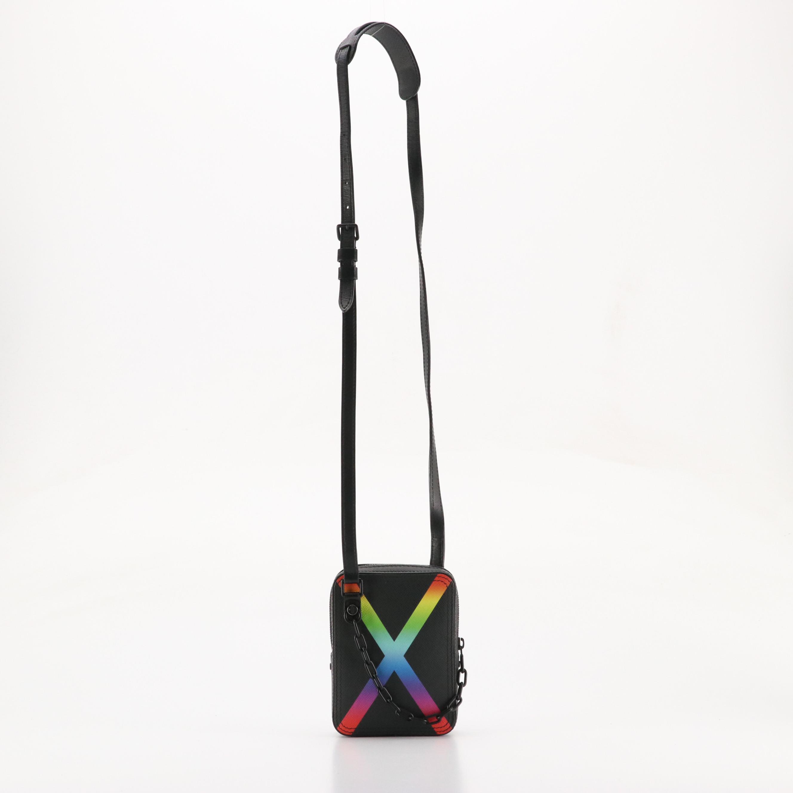 Louis Vuitton Rainbow X Printed Danube Crossbody in Black Taïga Leather