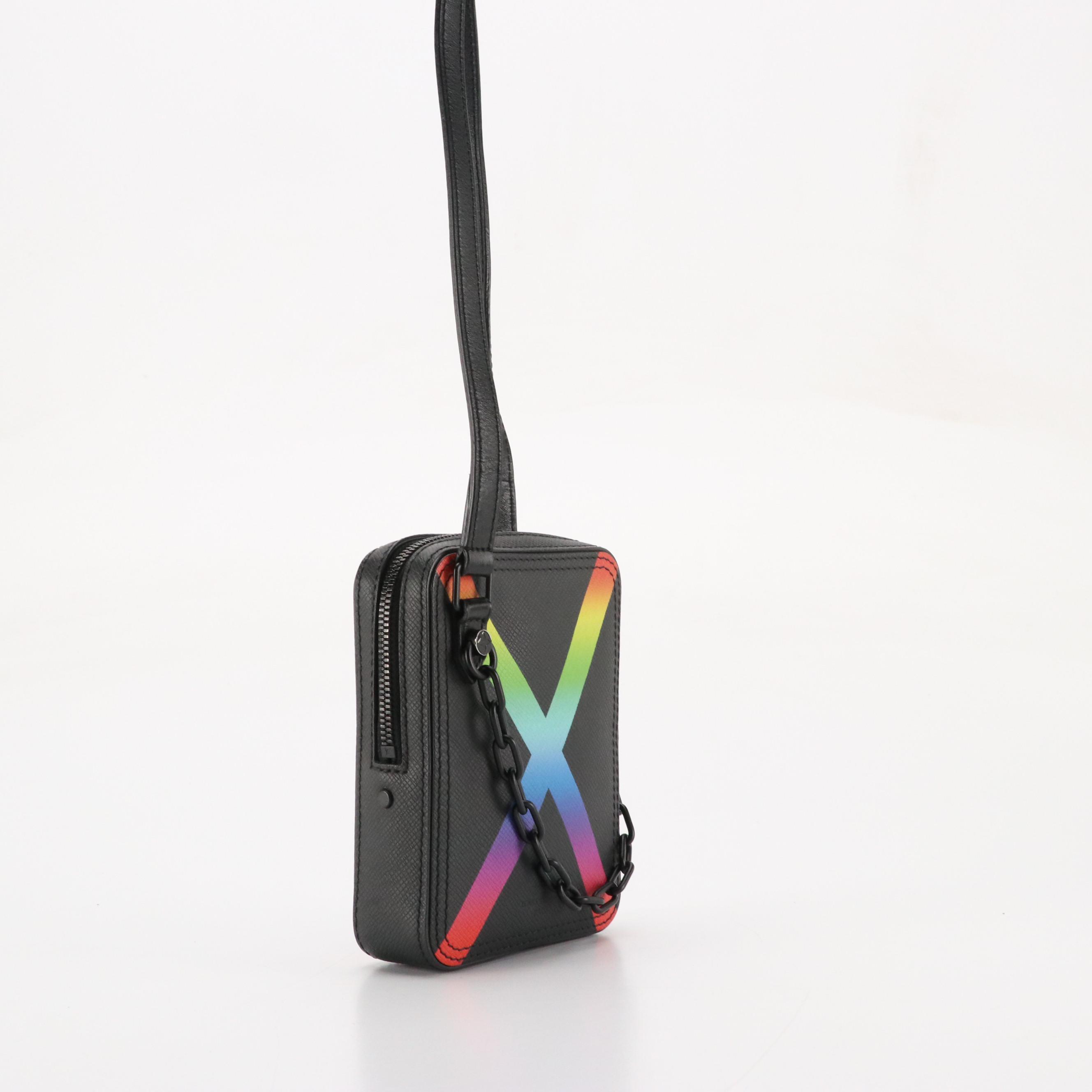 Louis Vuitton Rainbow X Printed Danube Crossbody in Black Taïga Leather