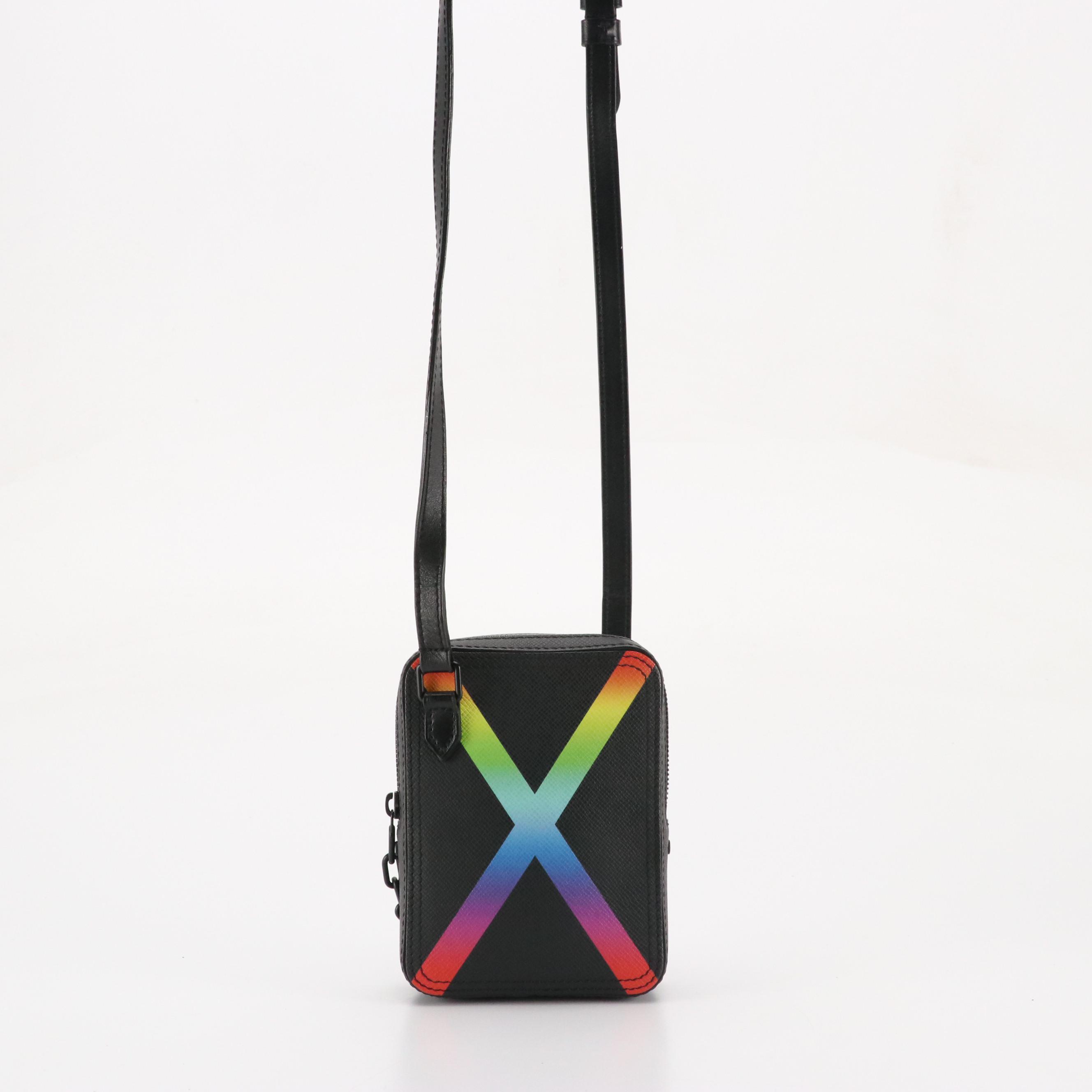 Louis Vuitton Rainbow X Printed Danube Crossbody in Black Taïga Leather