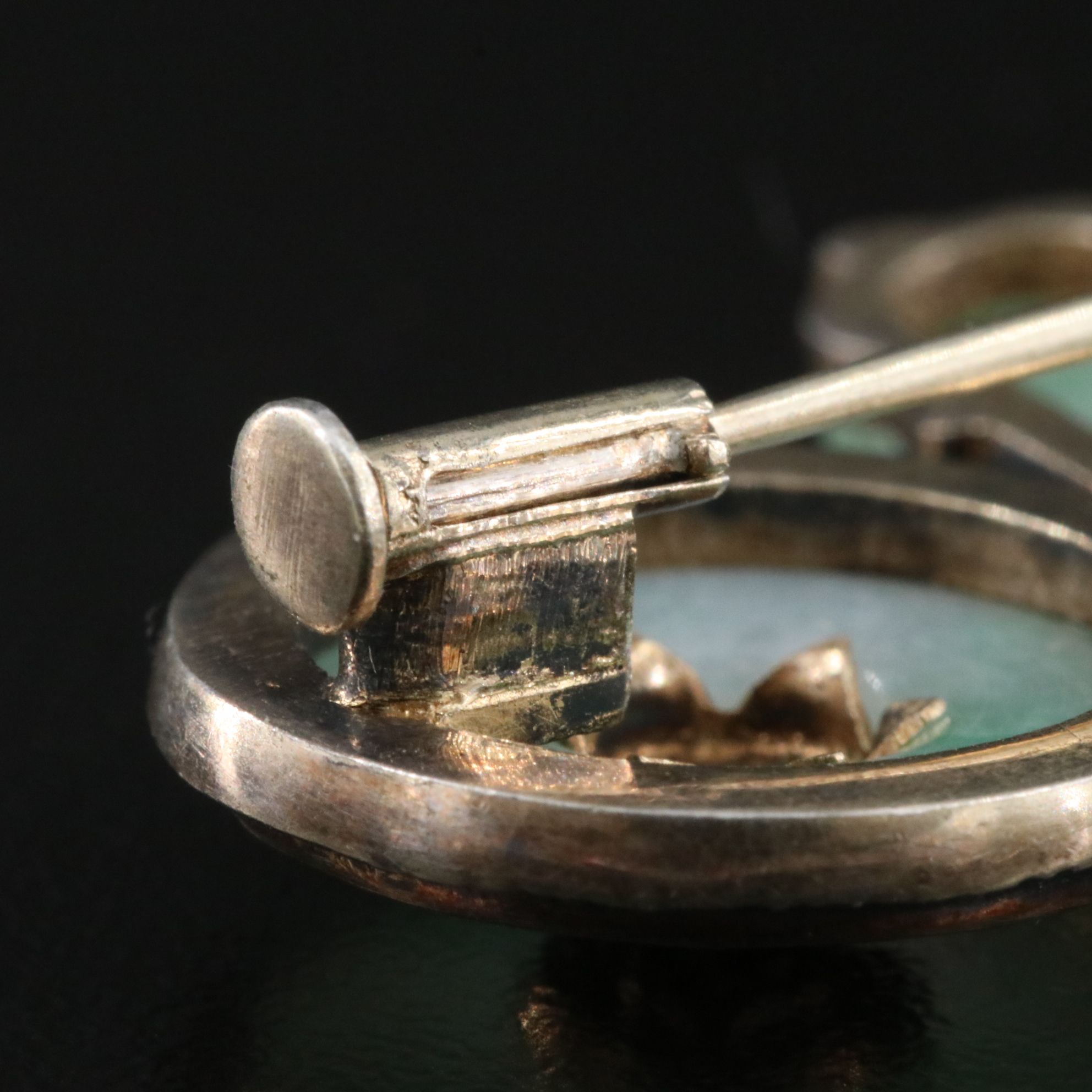 850 Silver Chinese Jadeite "Good Fortune" and Budai Brooch