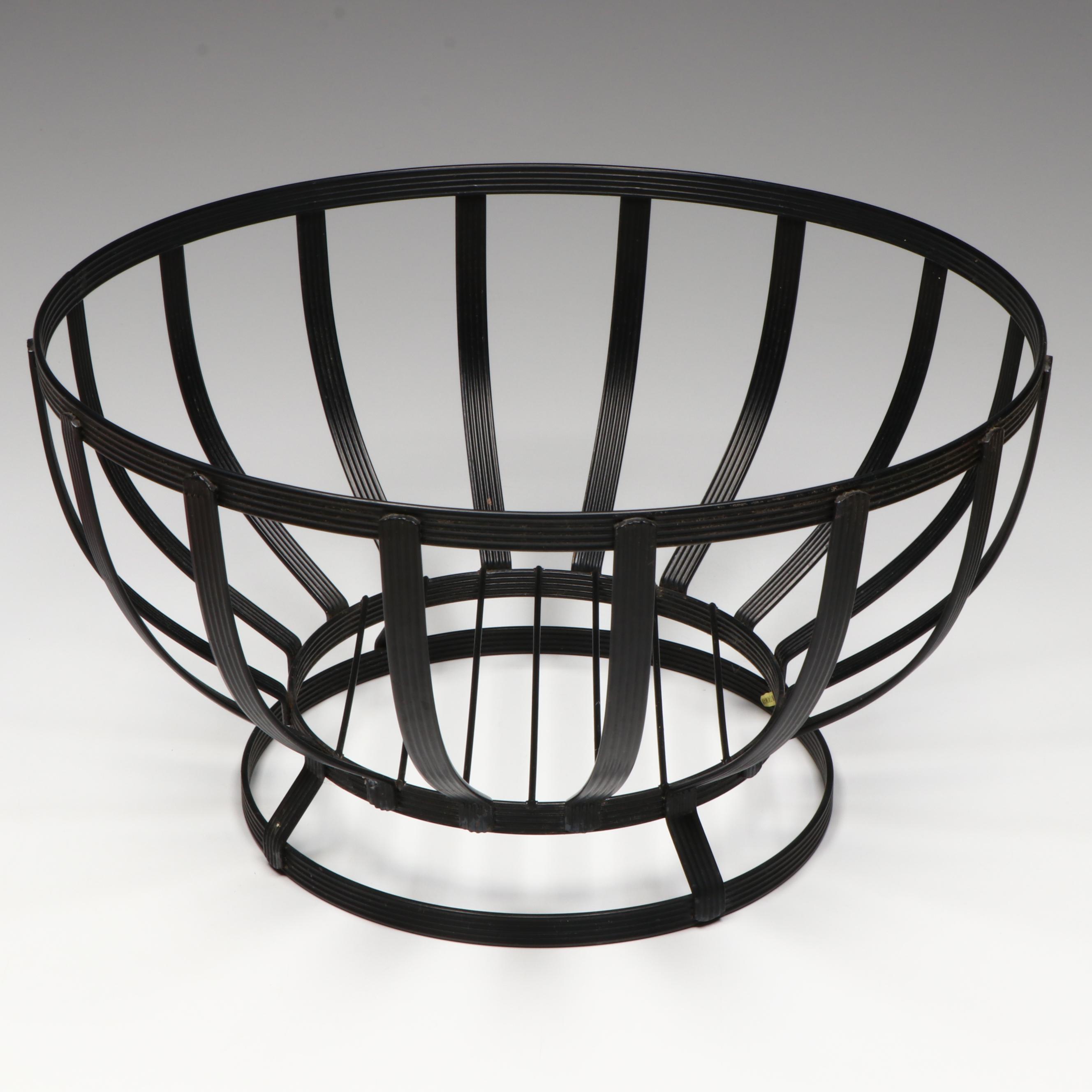 Handblown Glass Fruits and Vegetables with Slotted Metal Footed Bowl