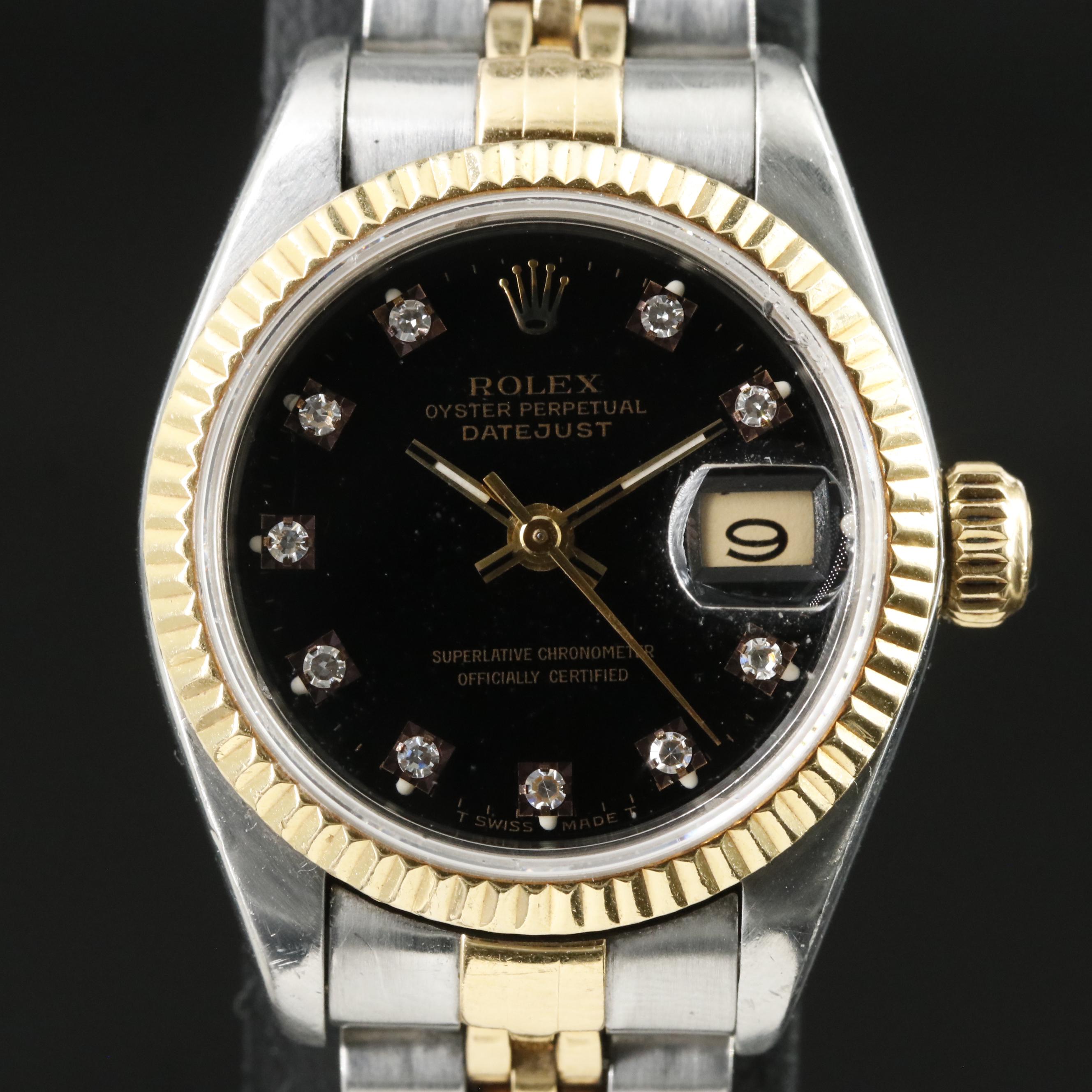 1990 Rolex Custom Diamond Dial Datejust Model 69173 Watch