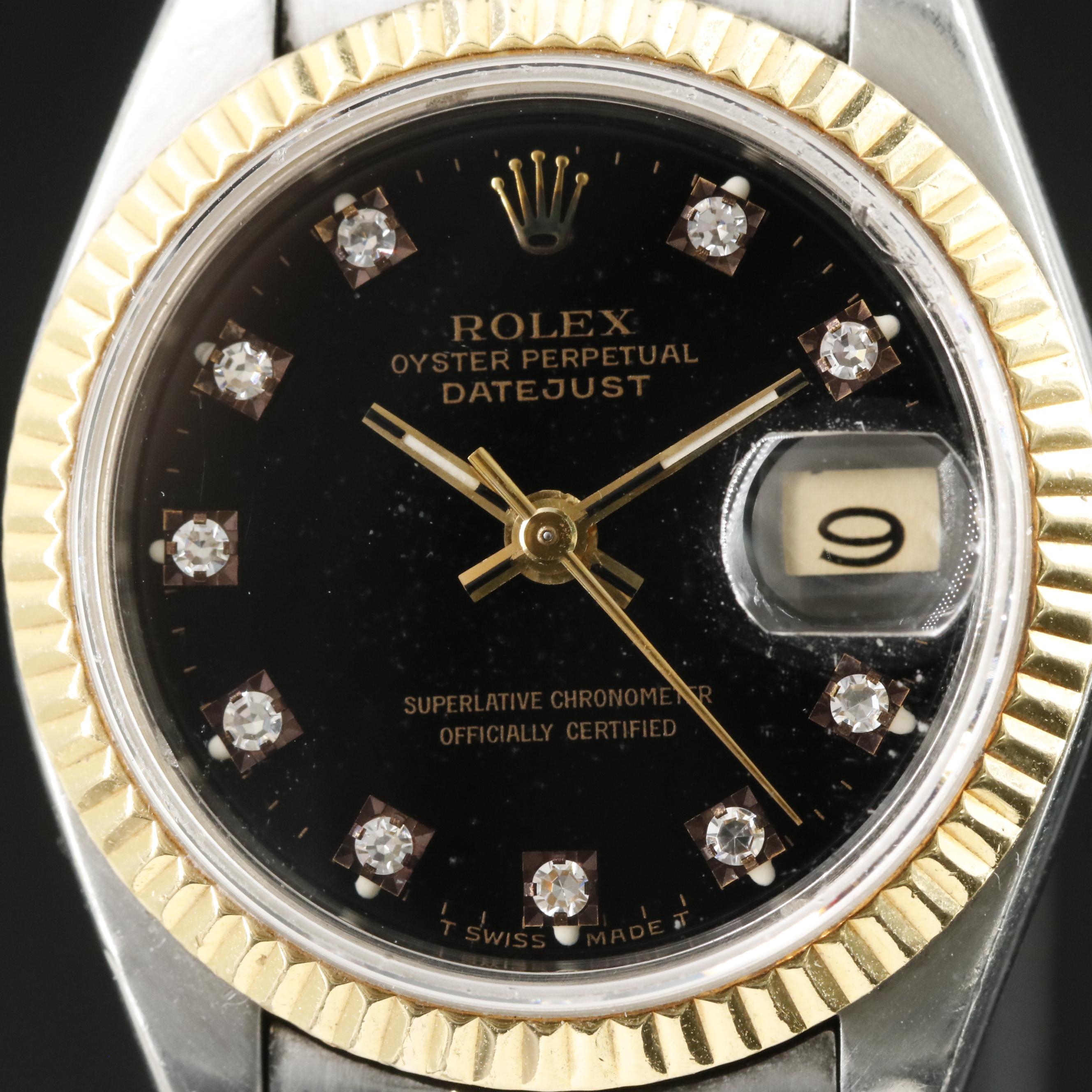 1990 Rolex Custom Diamond Dial Datejust Model 69173 Watch