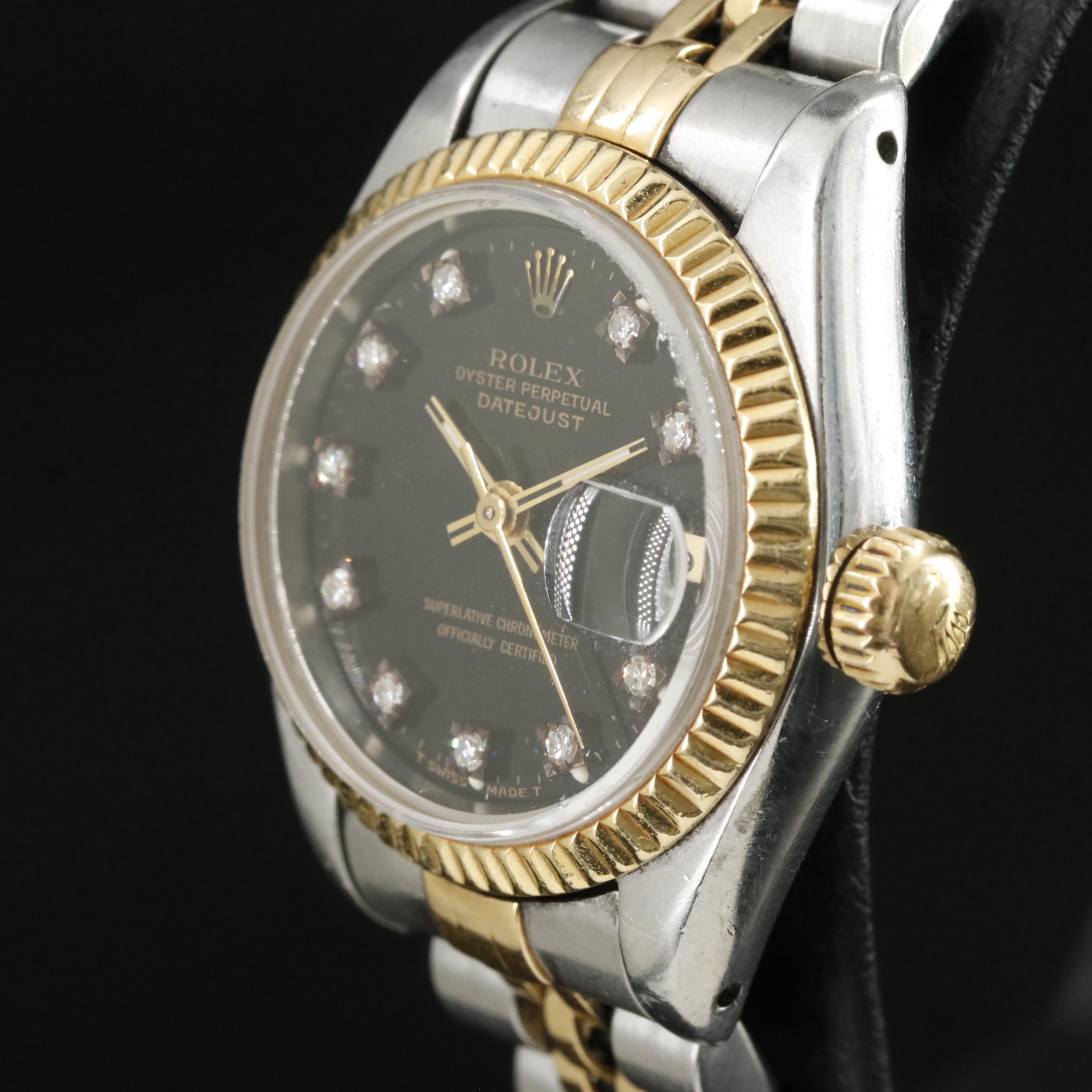 1990 Rolex Custom Diamond Dial Datejust Model 69173 Watch
