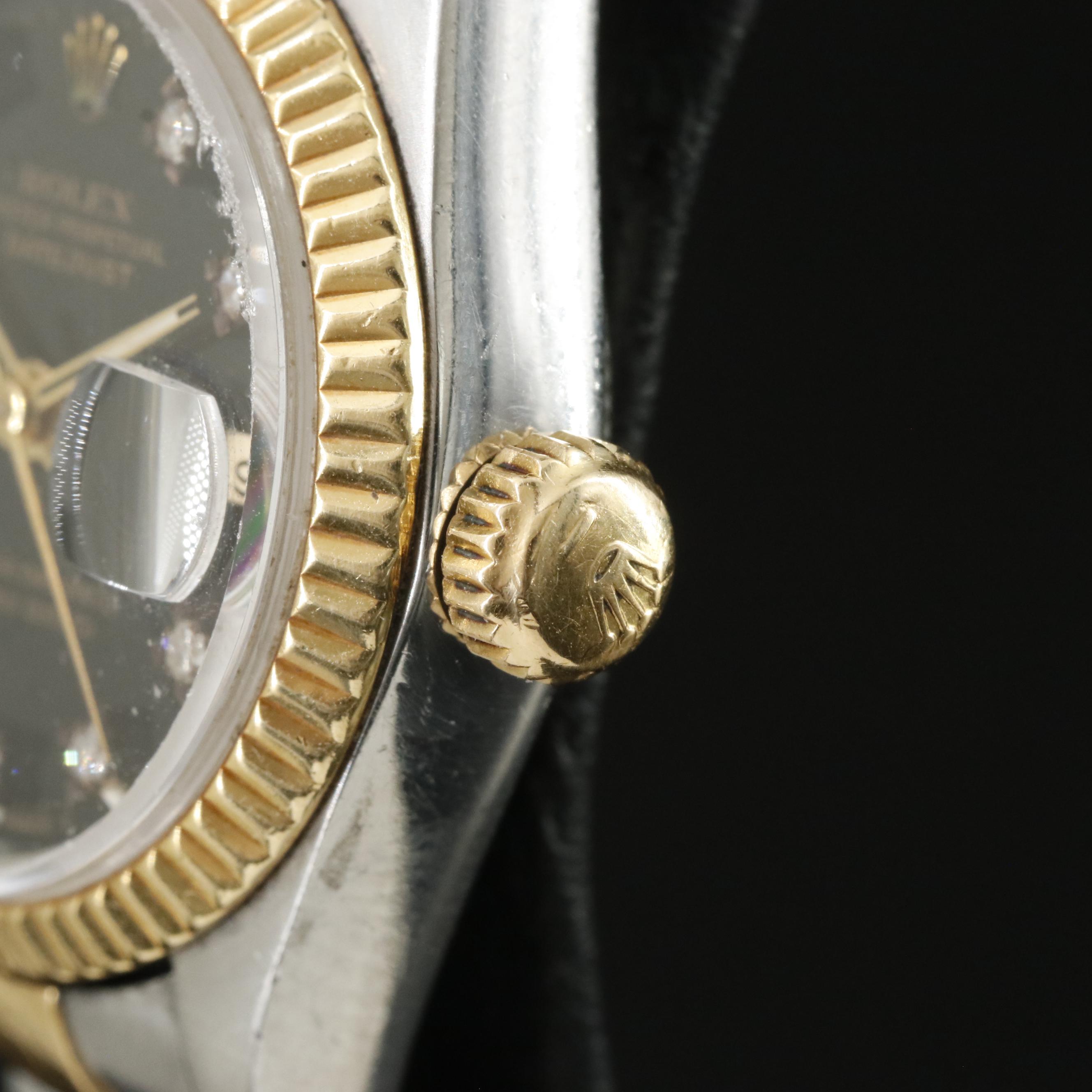 1990 Rolex Custom Diamond Dial Datejust Model 69173 Watch