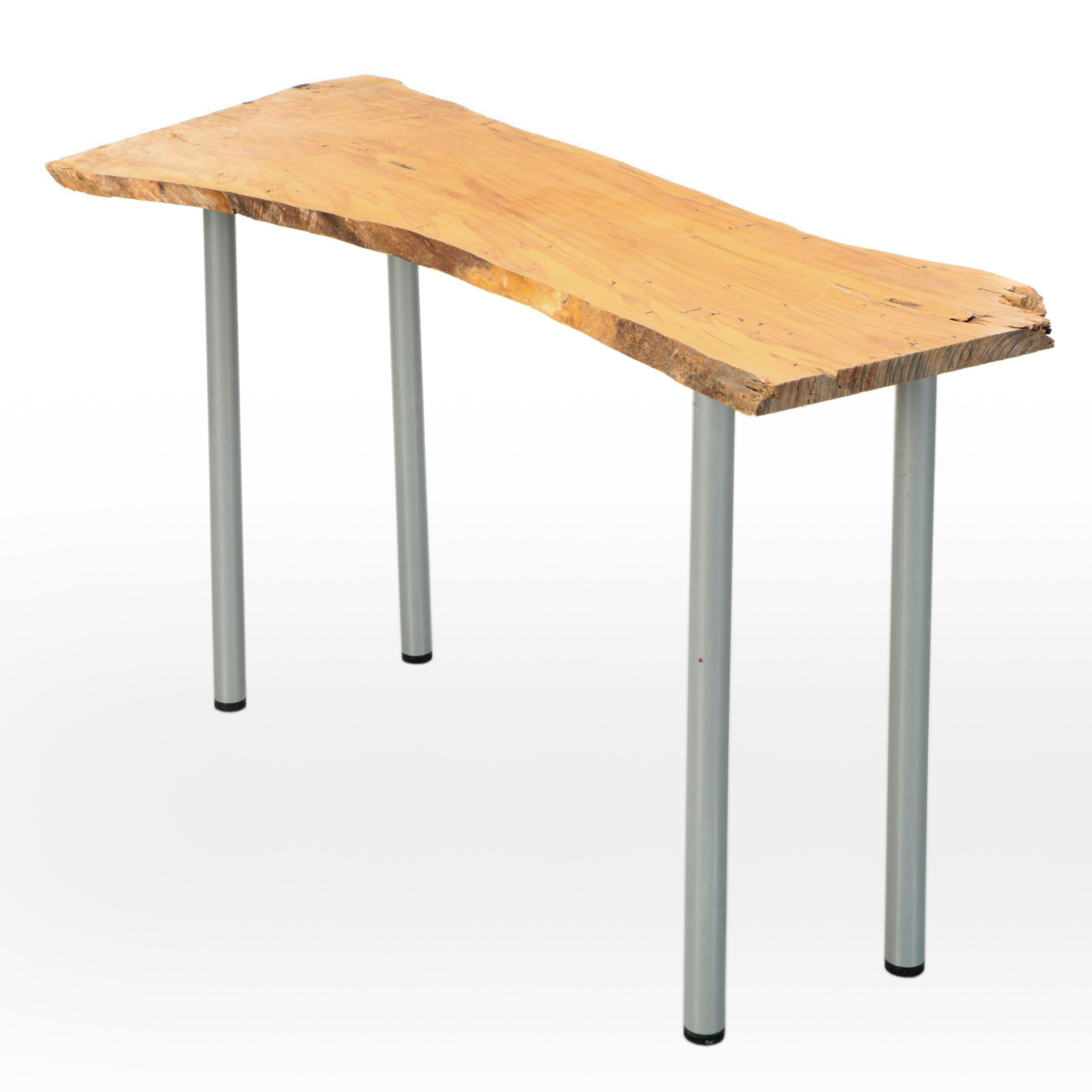 Live Edge Wood Slab Console Table with IKEA Legs