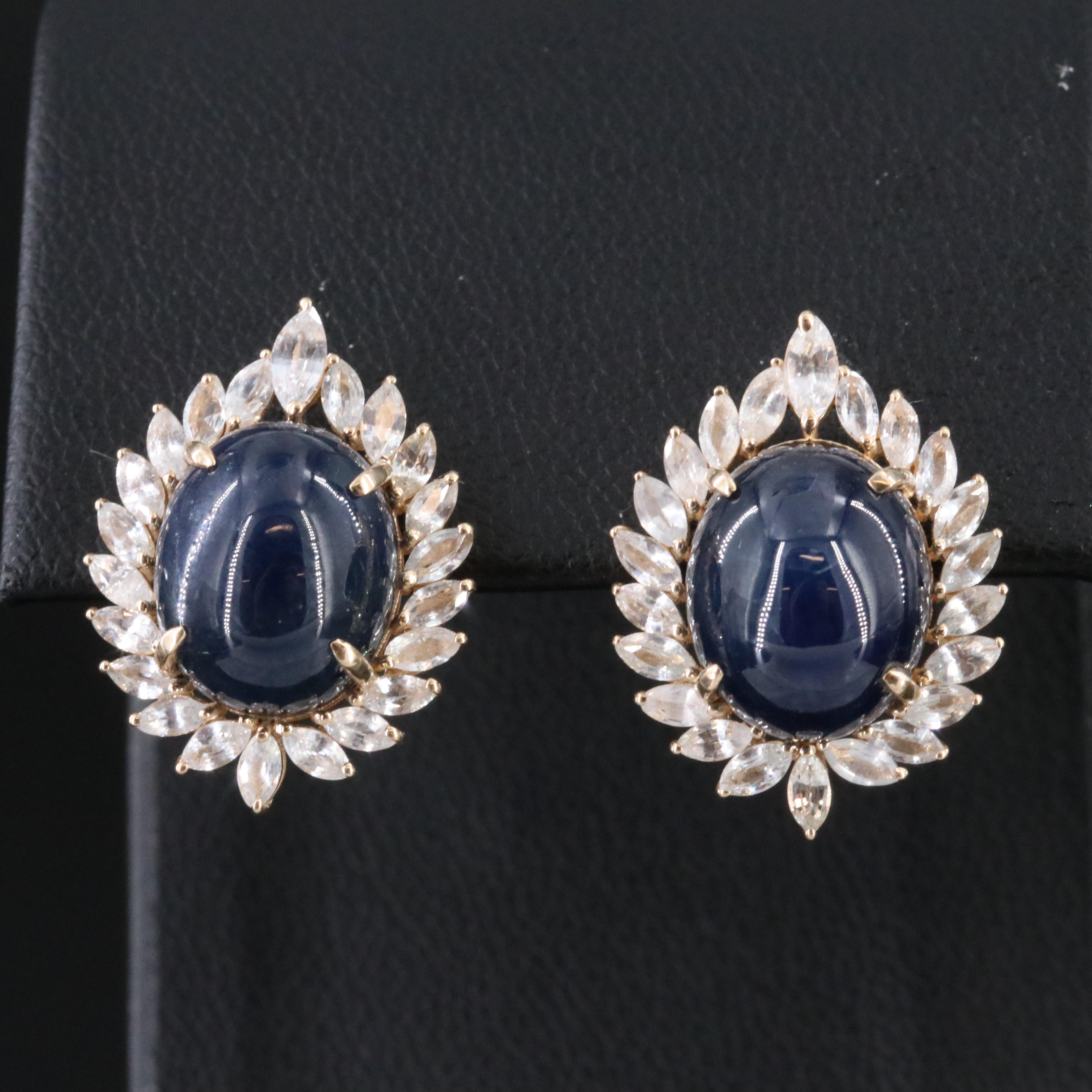 14K 12.69 CTW Sapphire and White Sapphire Earrings with IGI Report