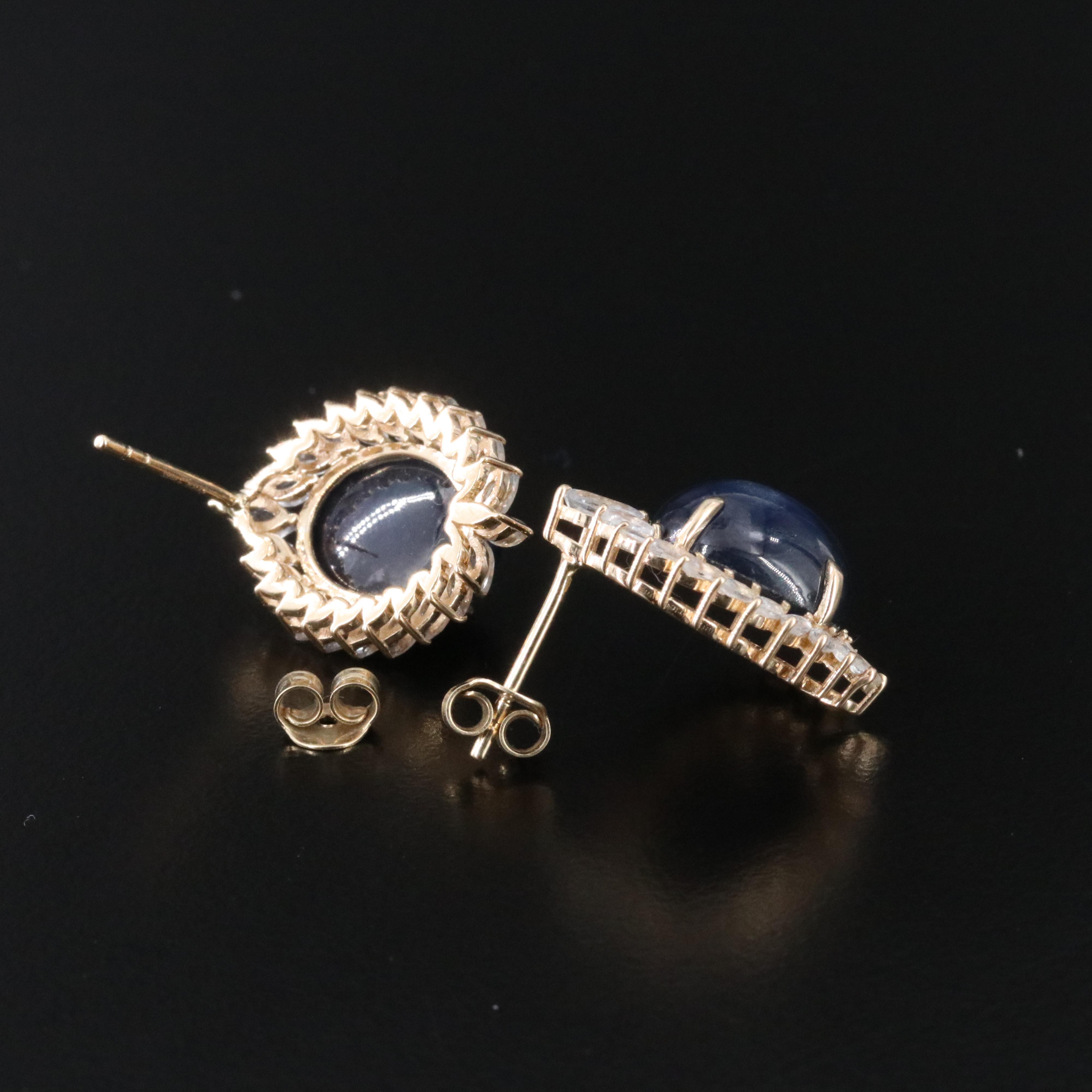 14K 12.69 CTW Sapphire and White Sapphire Earrings with IGI Report