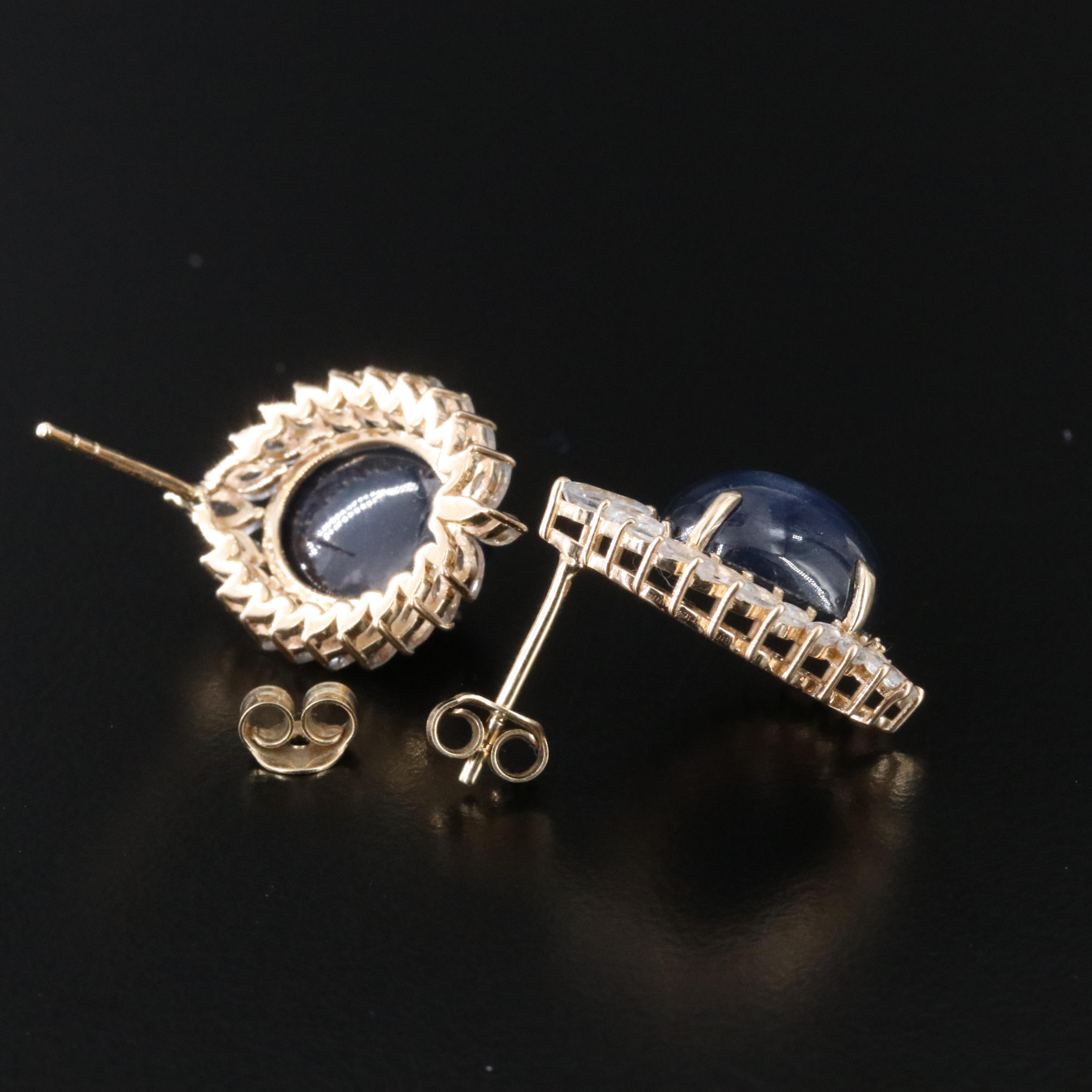 14K 12.69 CTW Sapphire and White Sapphire Earrings with IGI Report