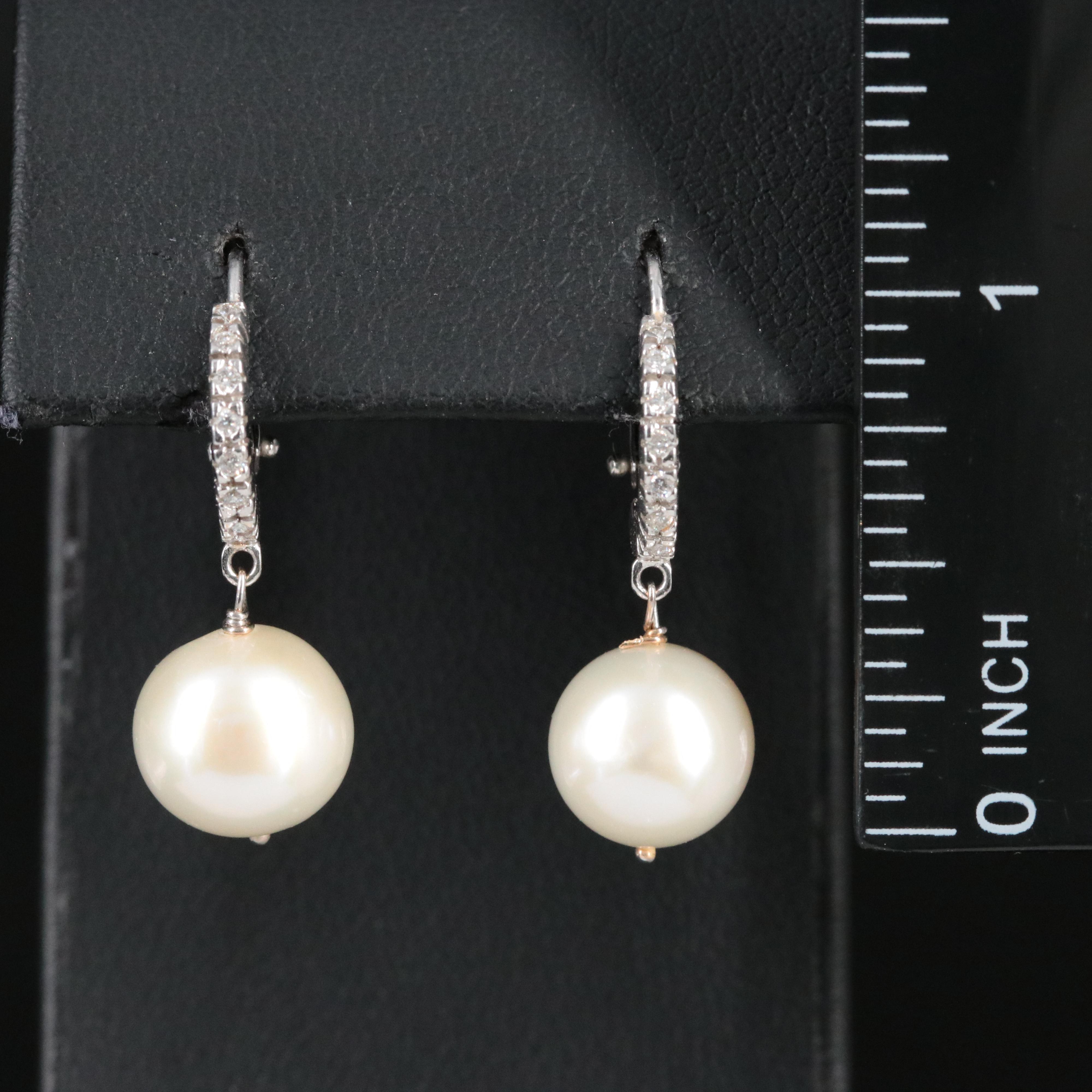 14K Pearl and Diamond Earrings