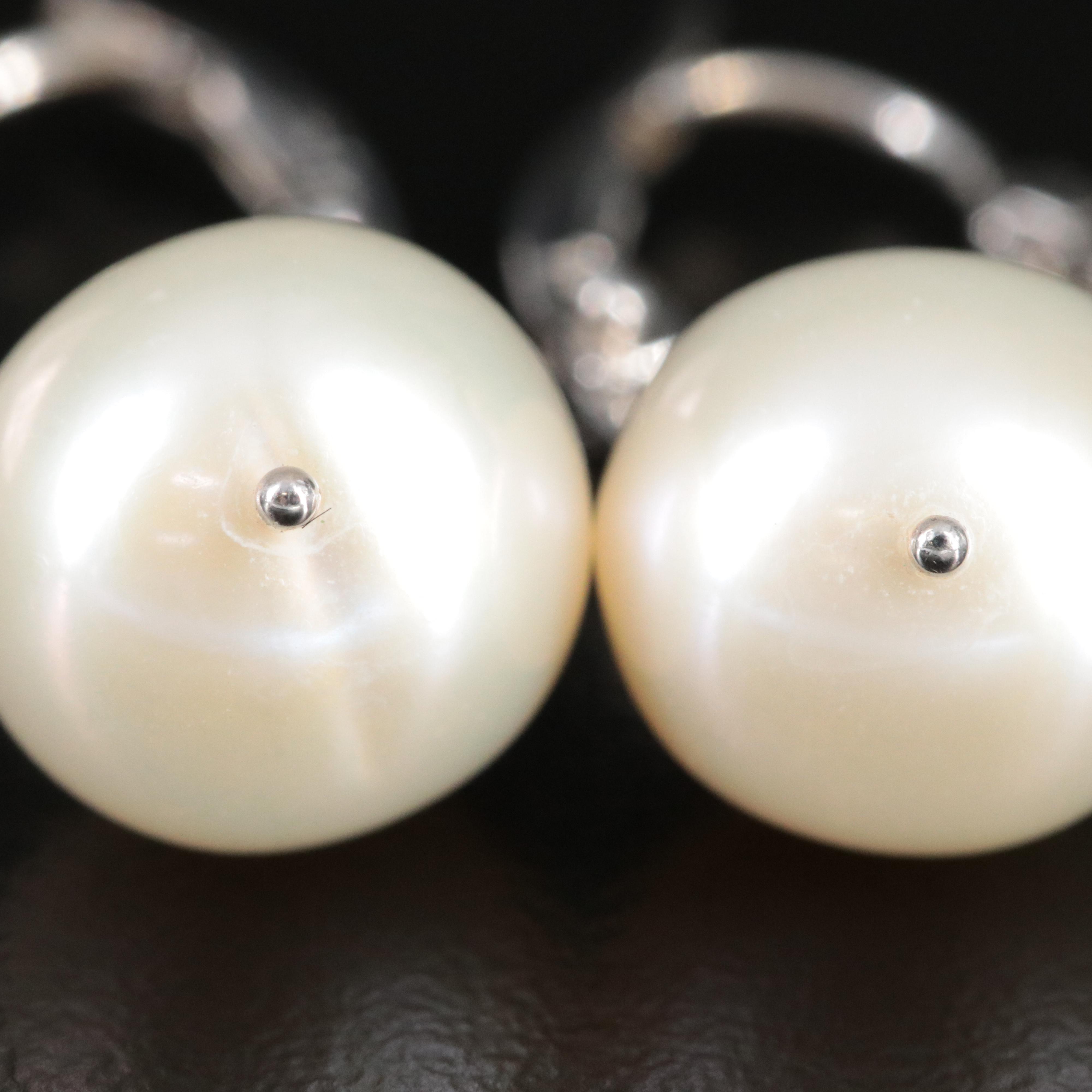 14K Pearl and Diamond Earrings