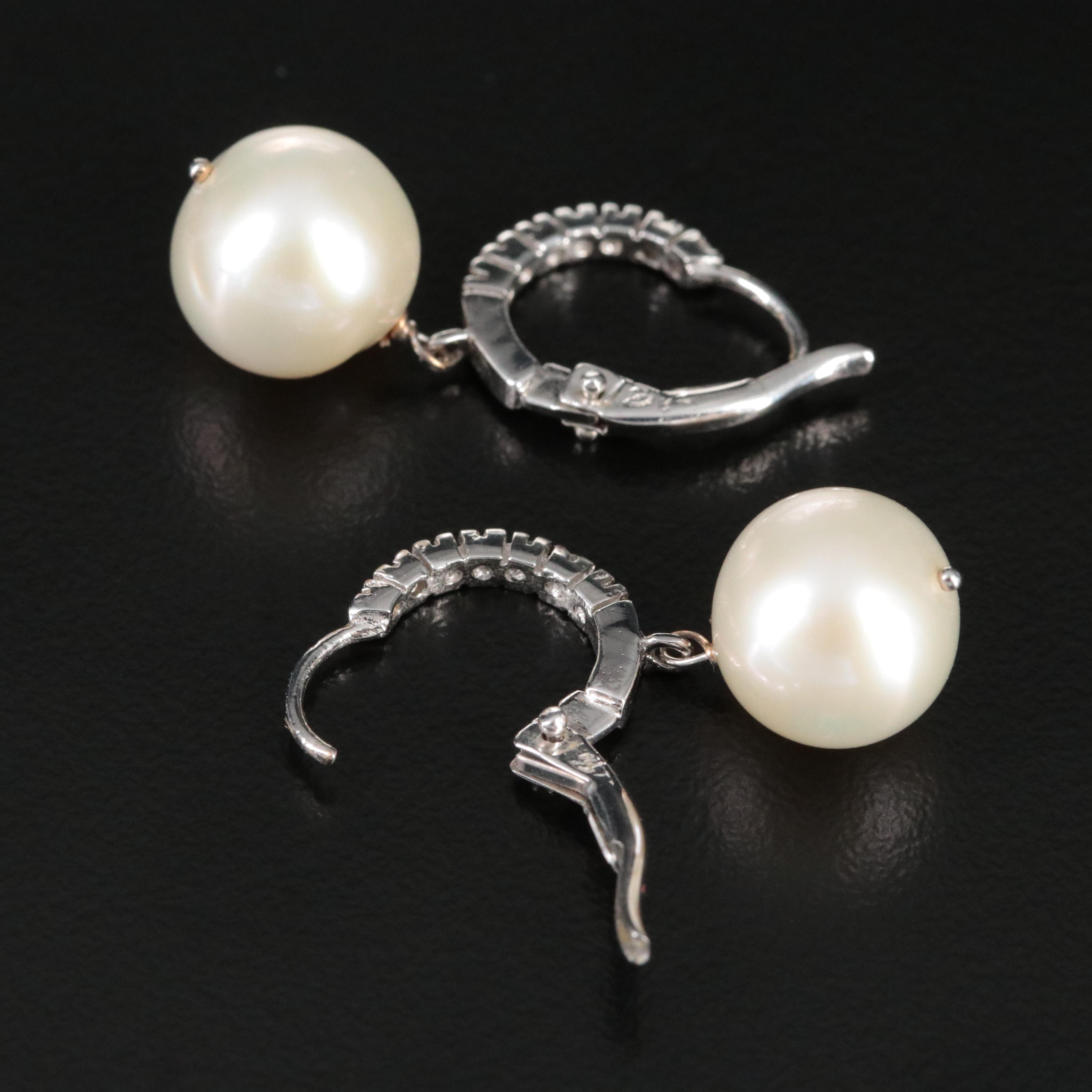 14K Pearl and Diamond Earrings