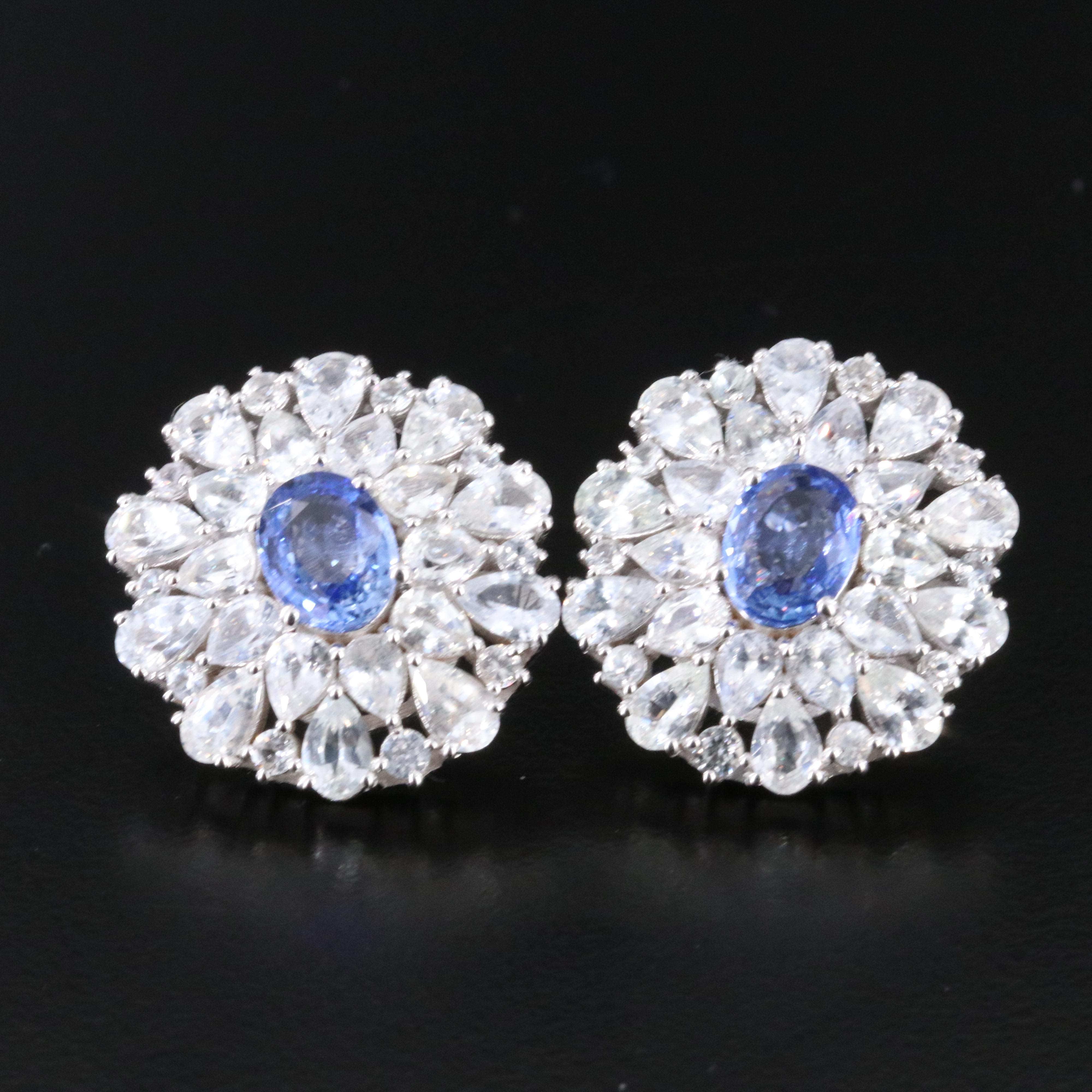 14K 2.50 CTW Sapphire and White Sapphire Earrings with IGI Report