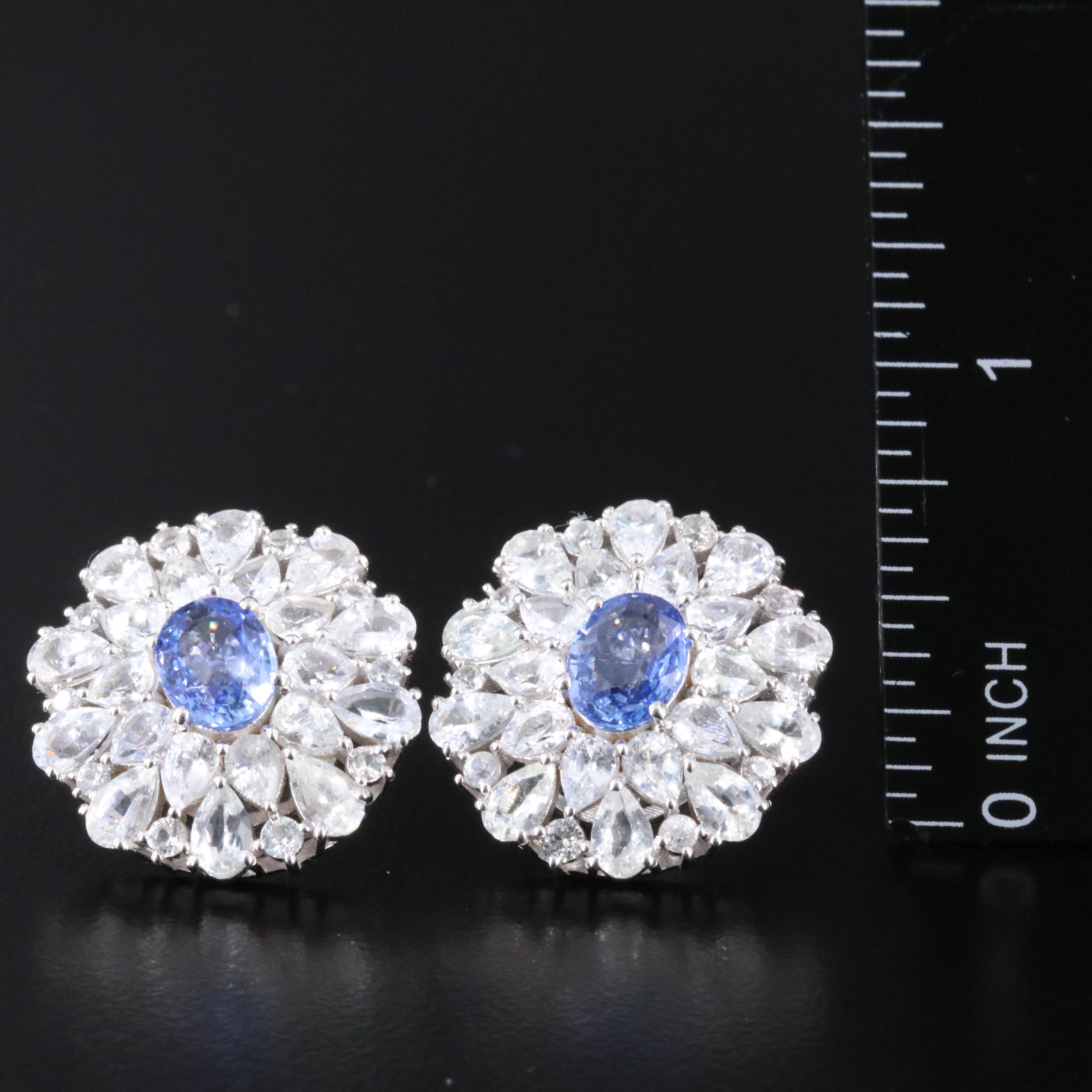 14K 2.50 CTW Sapphire and White Sapphire Earrings with IGI Report