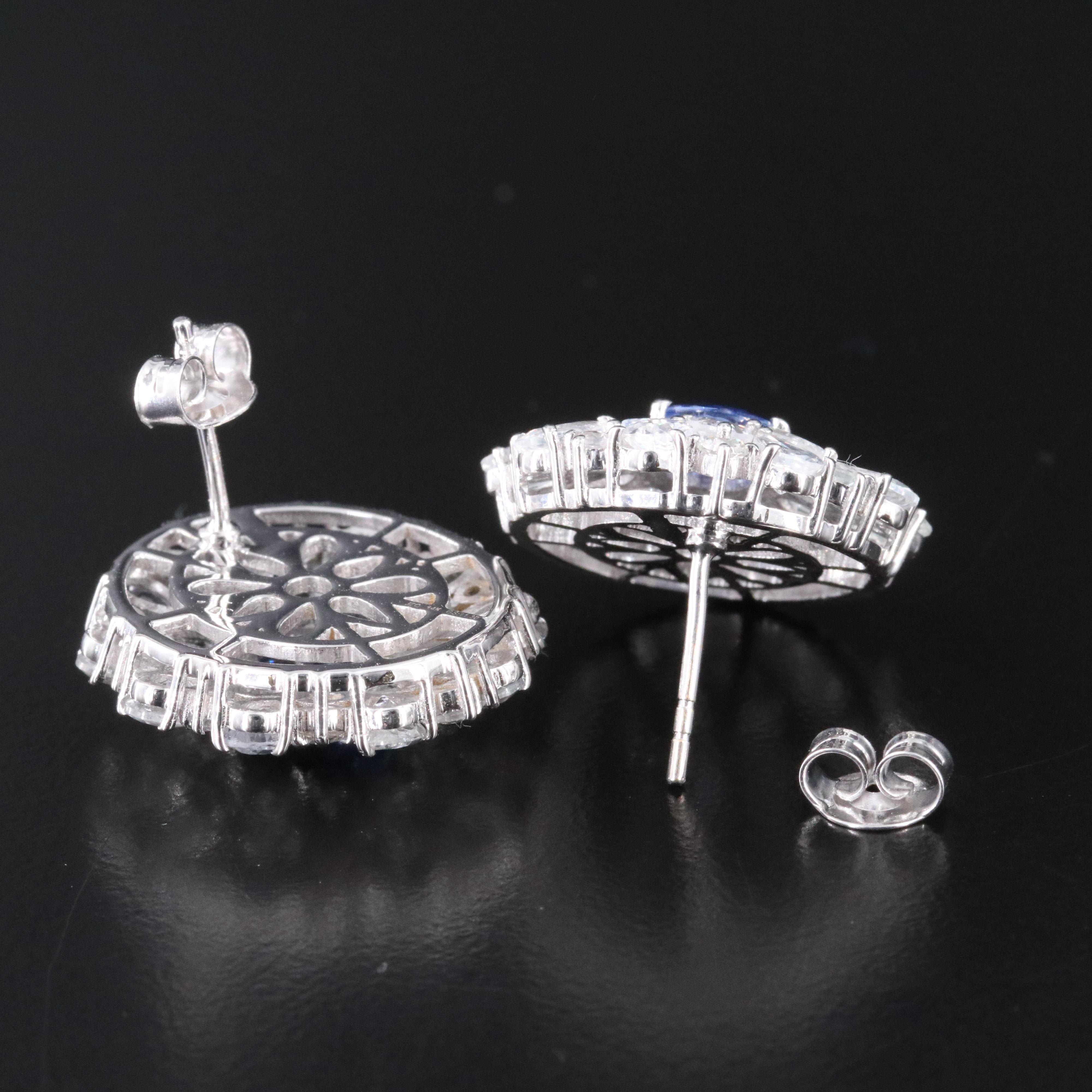 14K 2.50 CTW Sapphire and White Sapphire Earrings with IGI Report